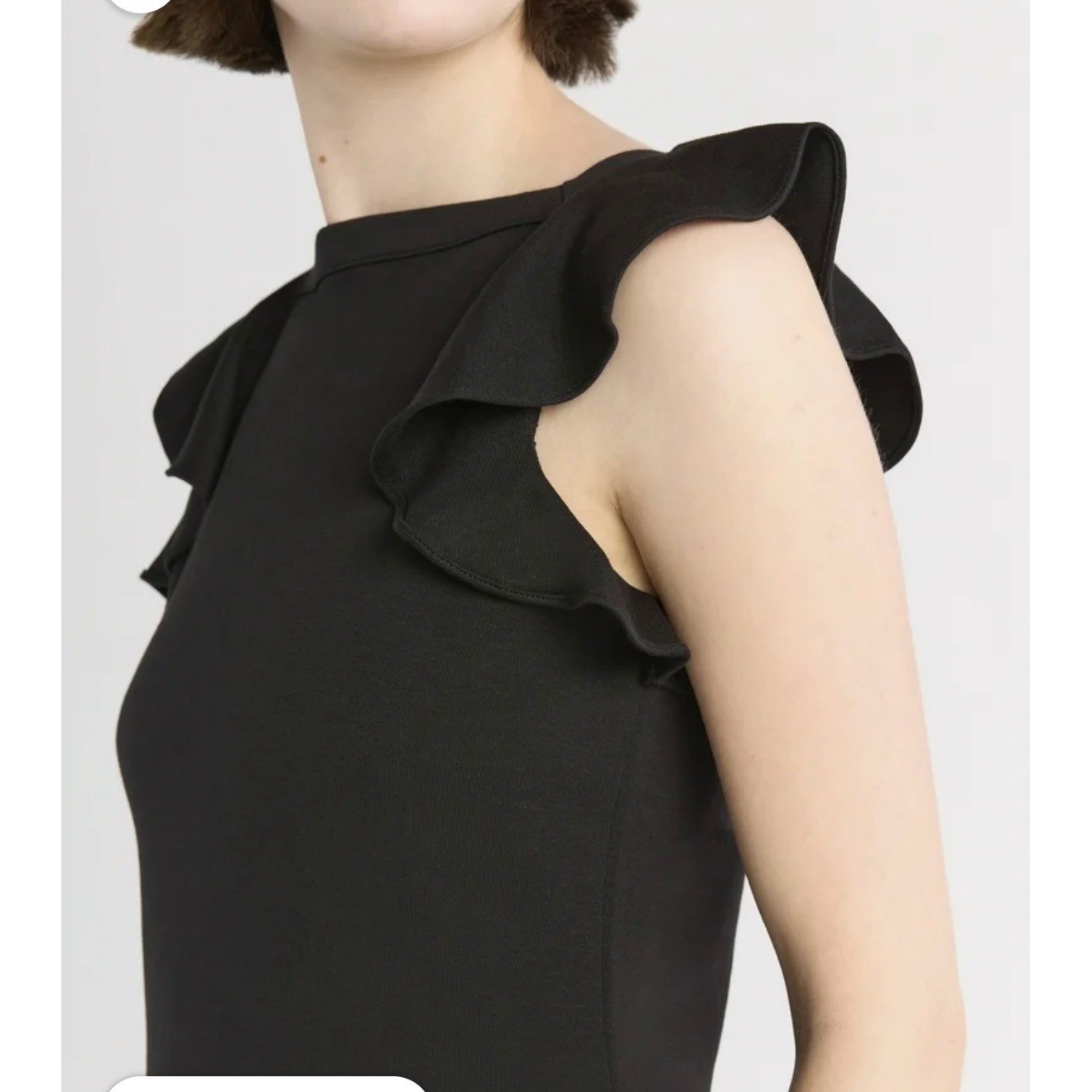 Free Assembly Ruffle Sleeve Tank Dress Womens S Black Shift Mini Feminine LBD