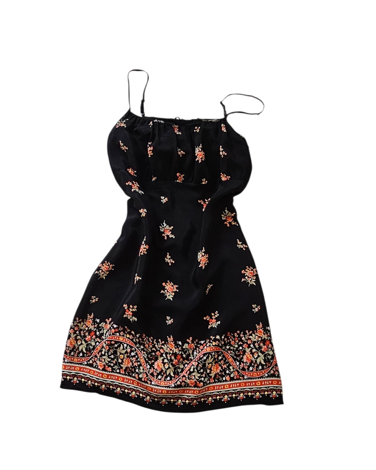 VTG Y2k Marks & Spencer black romantic floral soft grunge slip mini dress 10/12