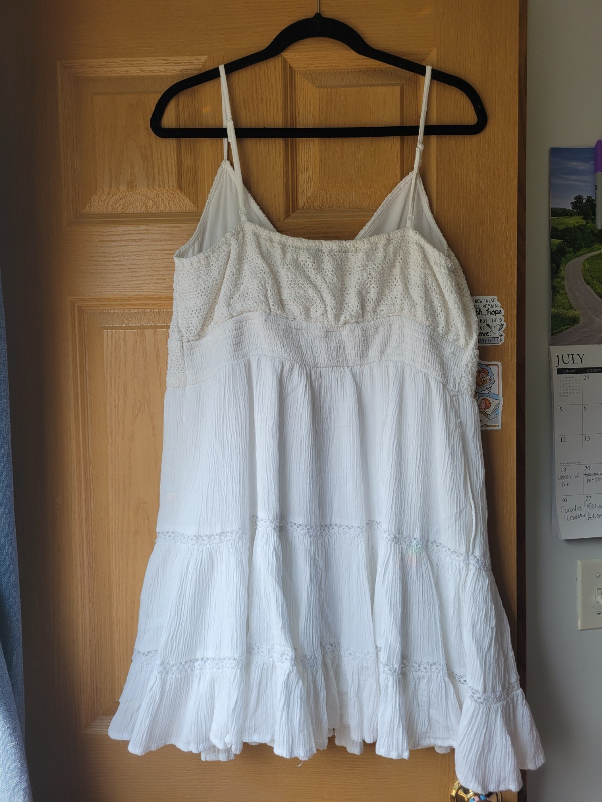 American Eagle White Crochet V-Neck Strappy Sundress Short Ruffle XL