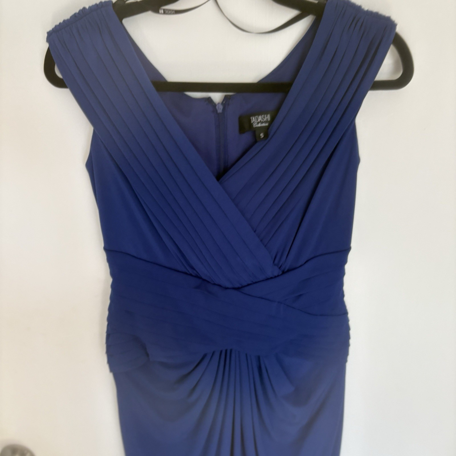 Tadashi Shoji Royal Blue Pleated Layered Sheath Bodycon Dress Blue Small