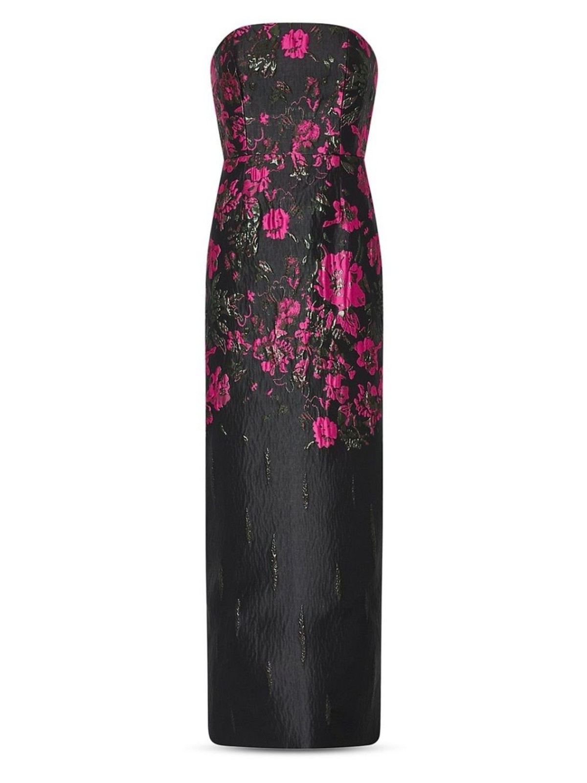 MILLY Orion Column Dress Pink Black Floral Strapless Midi Gown Size 10