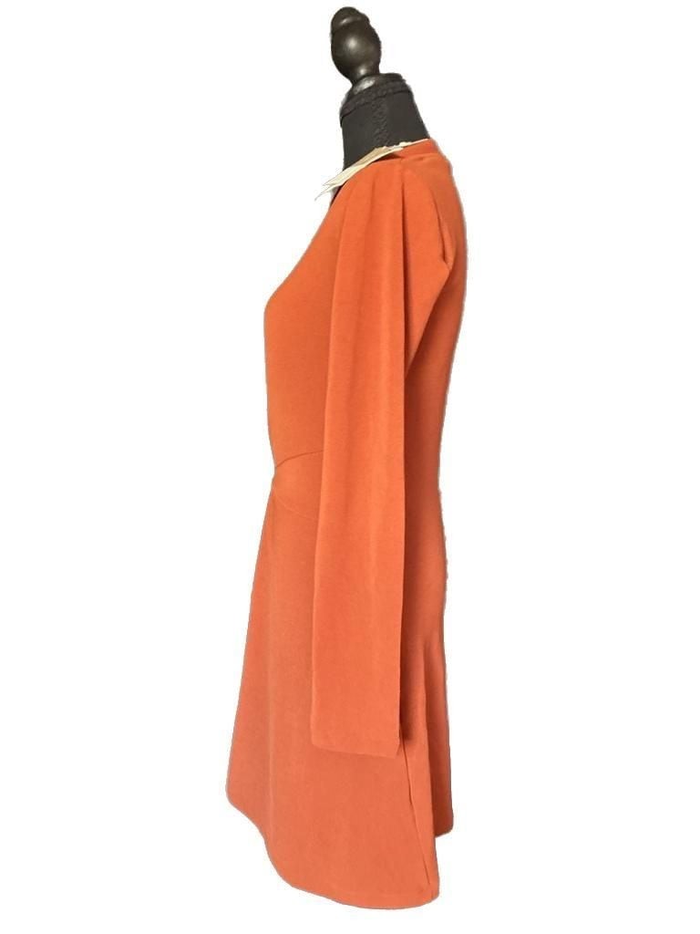Stradivarius Long Sleeve Rust Knit Mini Dress with D-Ring Belt Detail