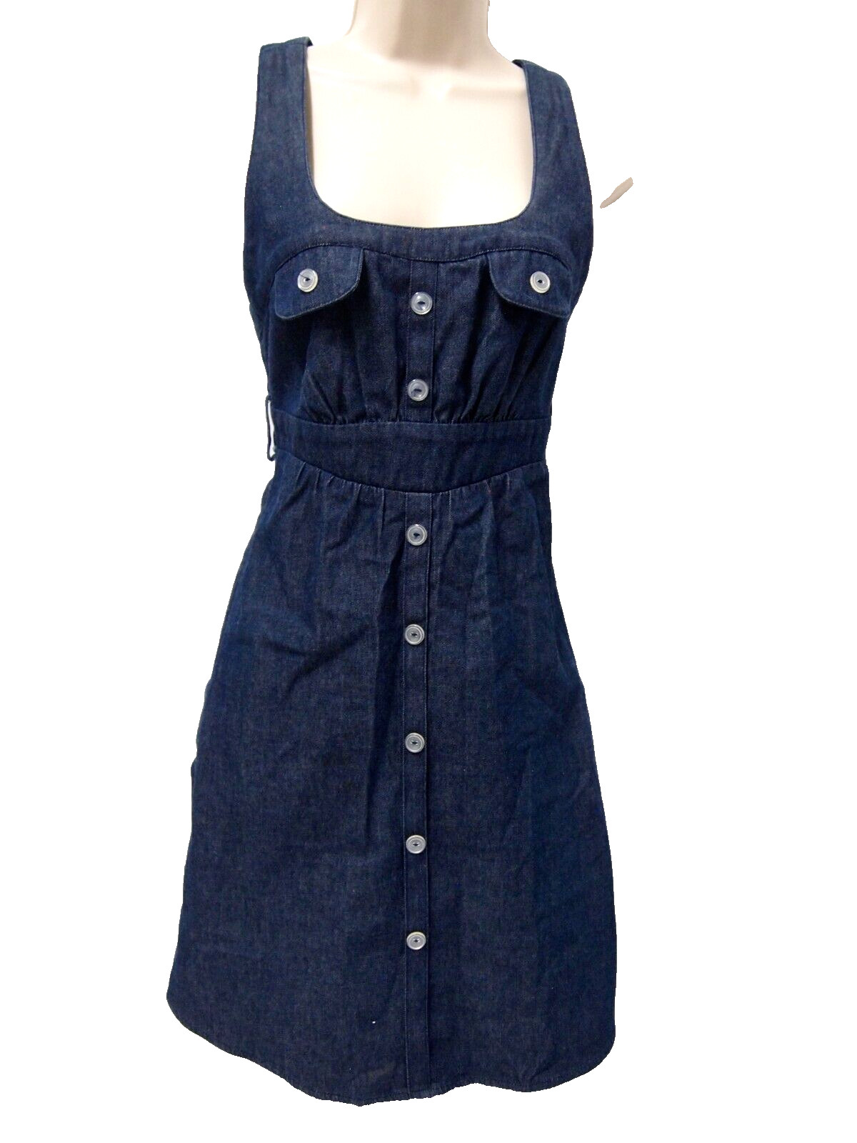 Va Va Voom Womens Dress S PinUp VLV Retro Denim Button Front Bodycon Sleeveless
