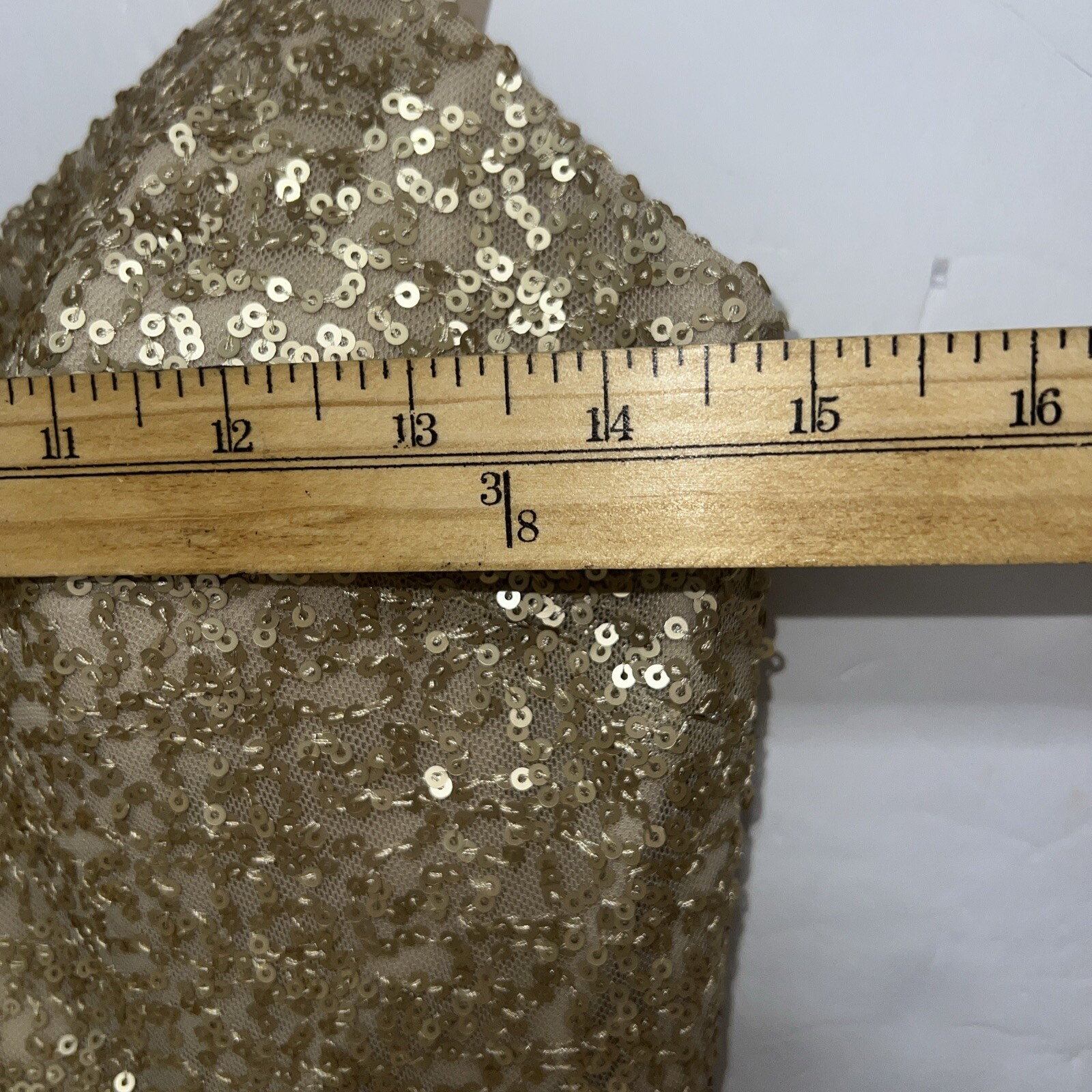 Amsale Samantha Gold Sequin Spaghetti Strap Bridesmaid/Formal Gown Size 4