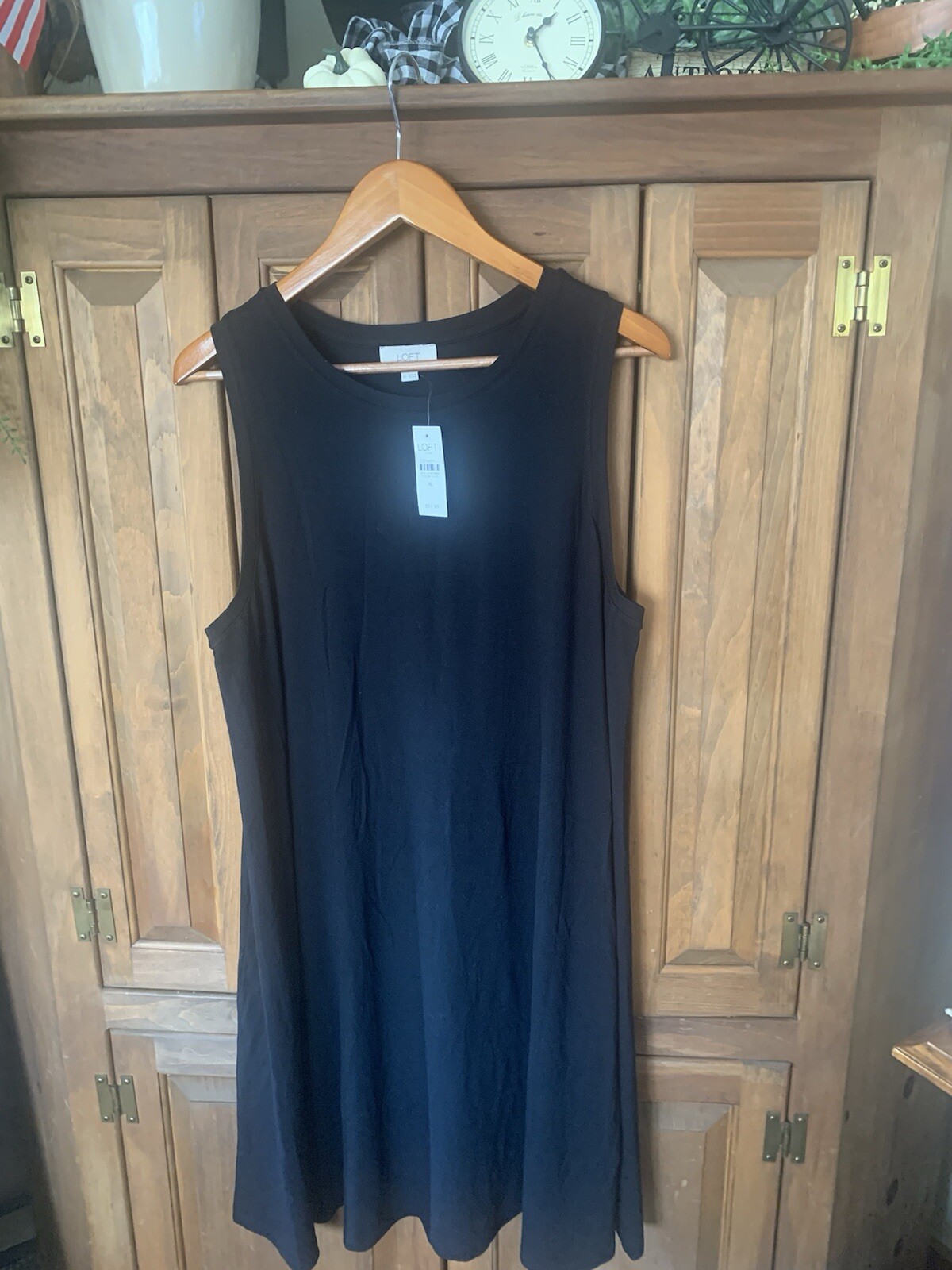 Loft Outlet XL Black Tank Tee Dress Soft Rayon Spandex Blend NWT All Seasons
