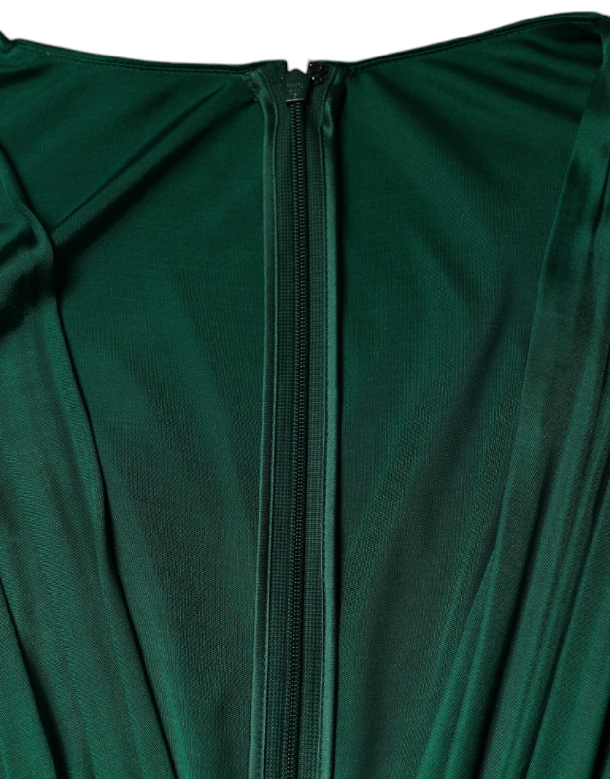 DOLCE & GABBANA Dress Dark Green Viscose Long Sleeve Midi IT46 / US12/XL 2180usd