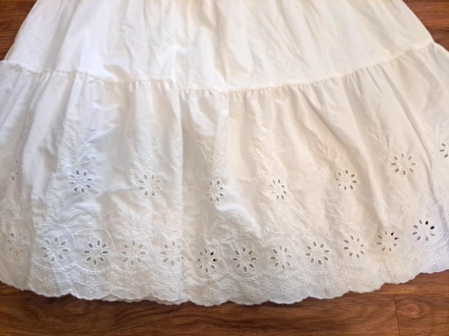 NEW By The River Sun Dress White Eyelet Lace Smocked Midi Cottage Summer NWT M