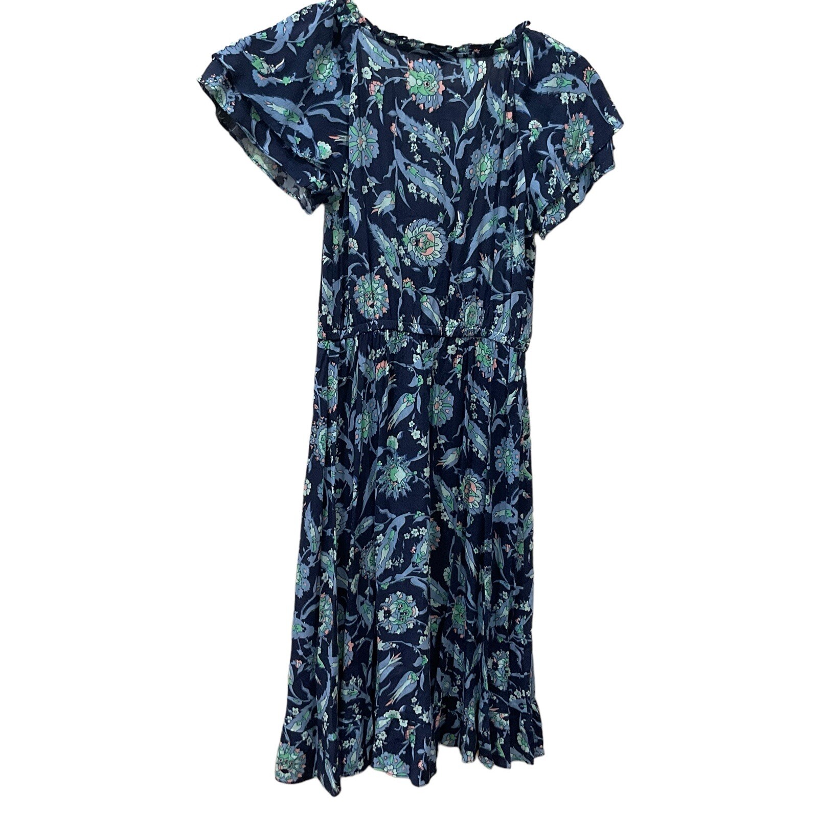 8P NWT TALBOTS Sweet Garden Popover Dress Blue Floral Size 8 P India Ink Petite