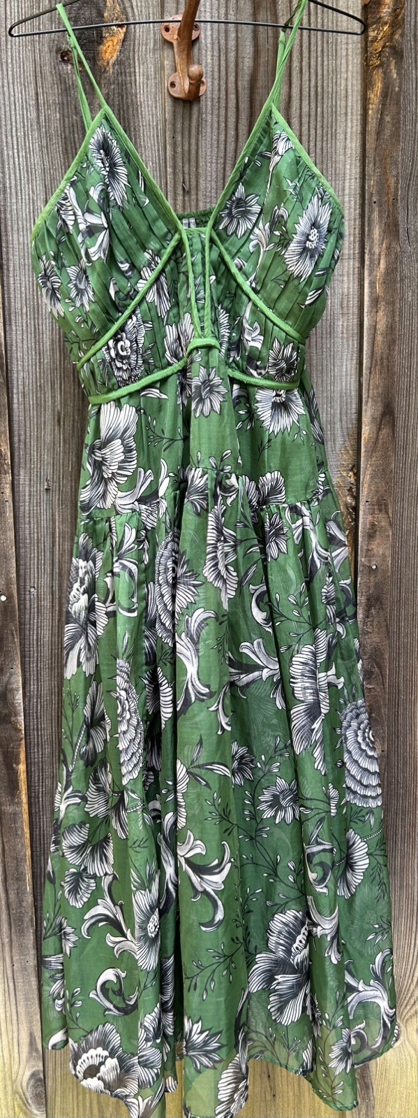 by Anthropologie Summer Halter Dress Sz L Vneck Adjustable Straps Beach Resort