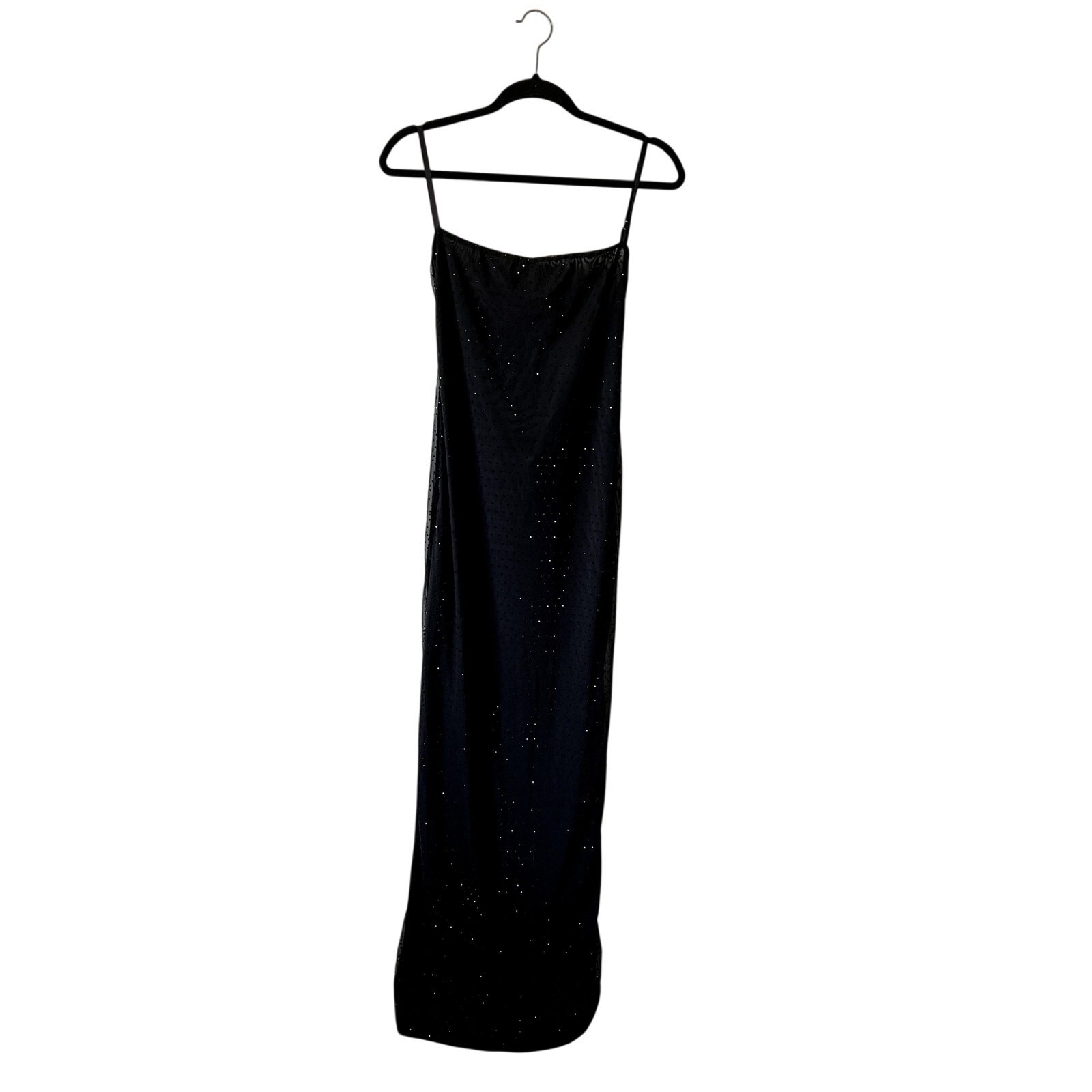 Oh Polly Celandine Sheer Embellished Backless Maxi Dress in Black size 6 New