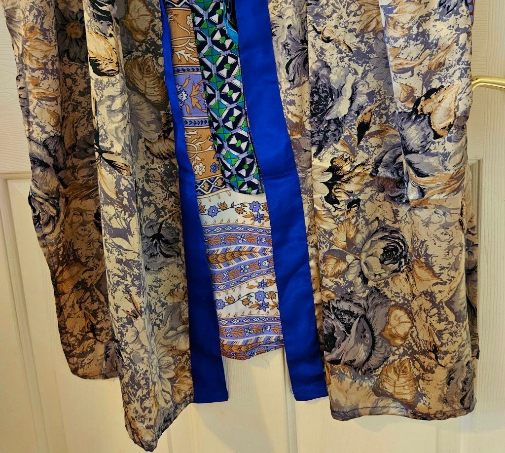 Silk Kimono Robe~ Women’s One Size~ Kimono w/Tie ~Floral ~Gray, Tan,Red,Blue~NEW