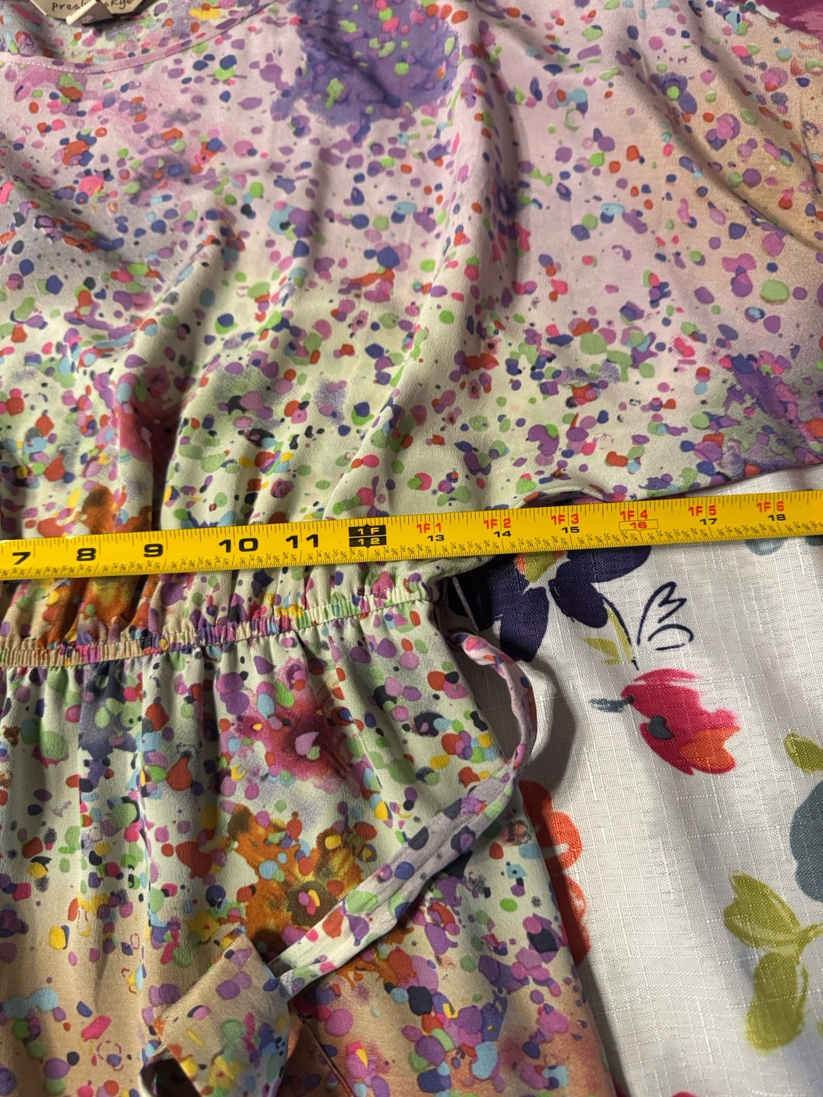 Presley Skye 100% Silk Abstract Watercolor Tie Waist Dress M Wedding Romantic U