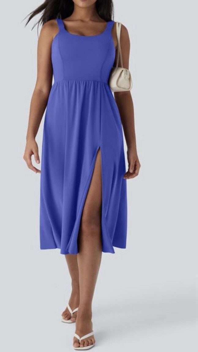 Halara Softly Zero Airy Padded Cool Touch Midi Casual Dress Pockets Size XL