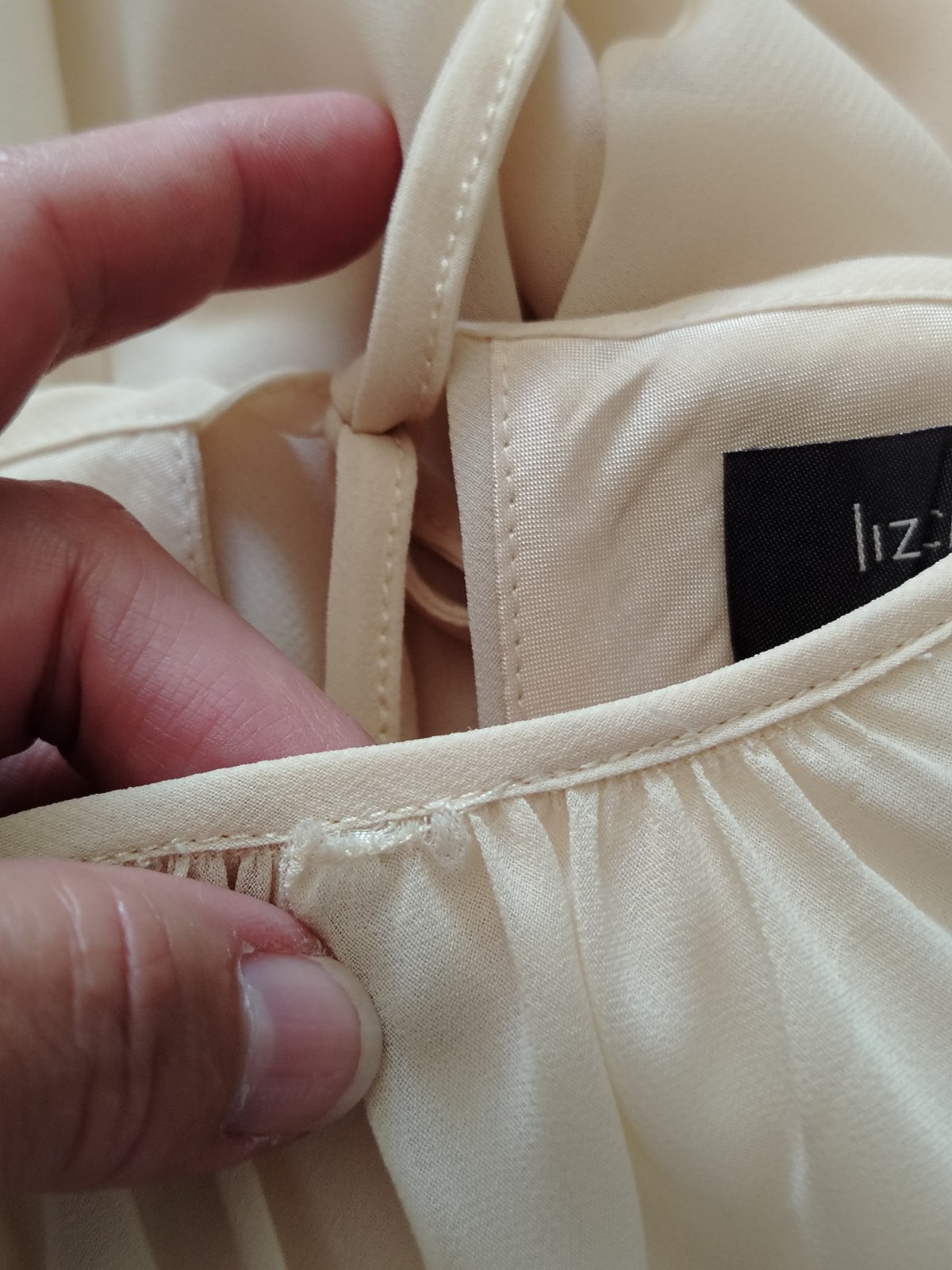 Liz Claiborne vtg 90s Flapper Dress size 10 Sleeveless Drop Waist Beige lined