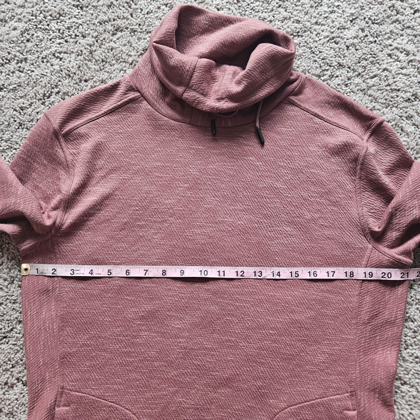 Prana Sunrise Sweatshirt Dress Size L Cowl Neck Pink Heathered Pockets Gorpcore