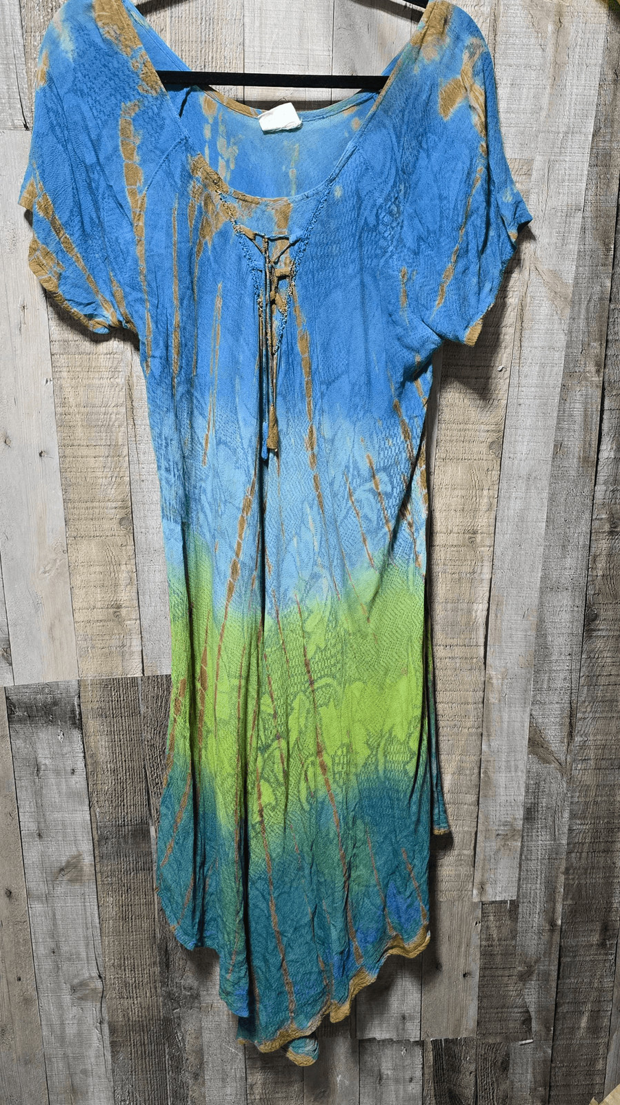 Exist Tie Dye Multicolor Kaftan Dress OS Boho Colorful Bright Indie Hippie
