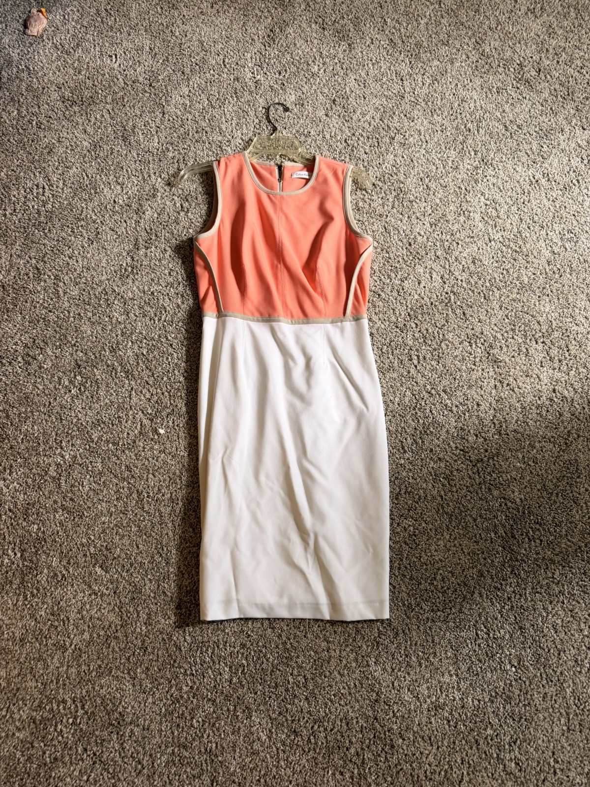 Calvin Klein Women’s Sleevless Sheath Dress Size 4 Coral And White