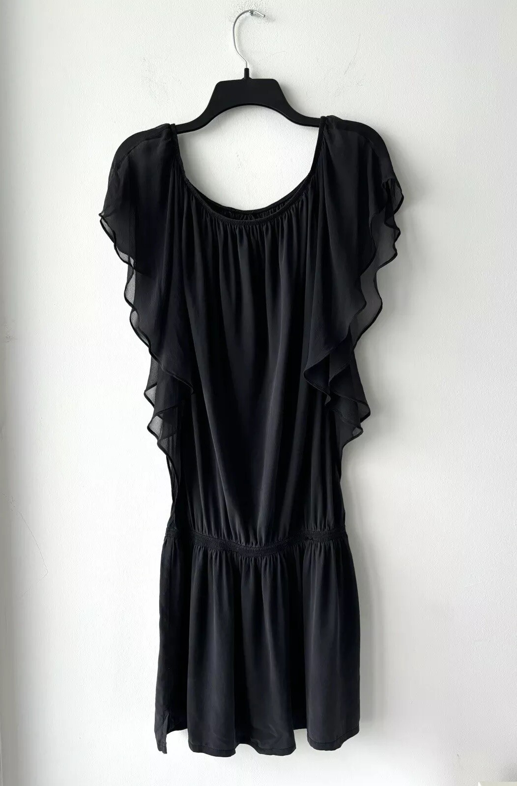 Gypsy 05 Dress Silk Smocked Ruffle Black Womens S Whimsigoth Fairy Grunge USA