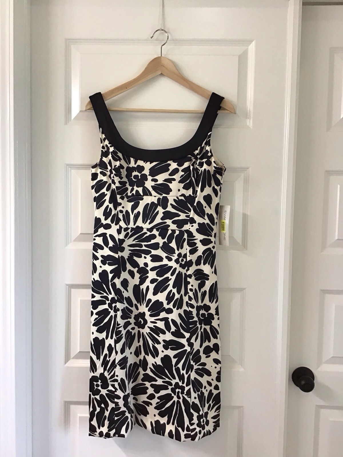 NWT Evan-Picone Women’s Black & Cream Sheath Dress, 8, Mad Men Retro 60s Party