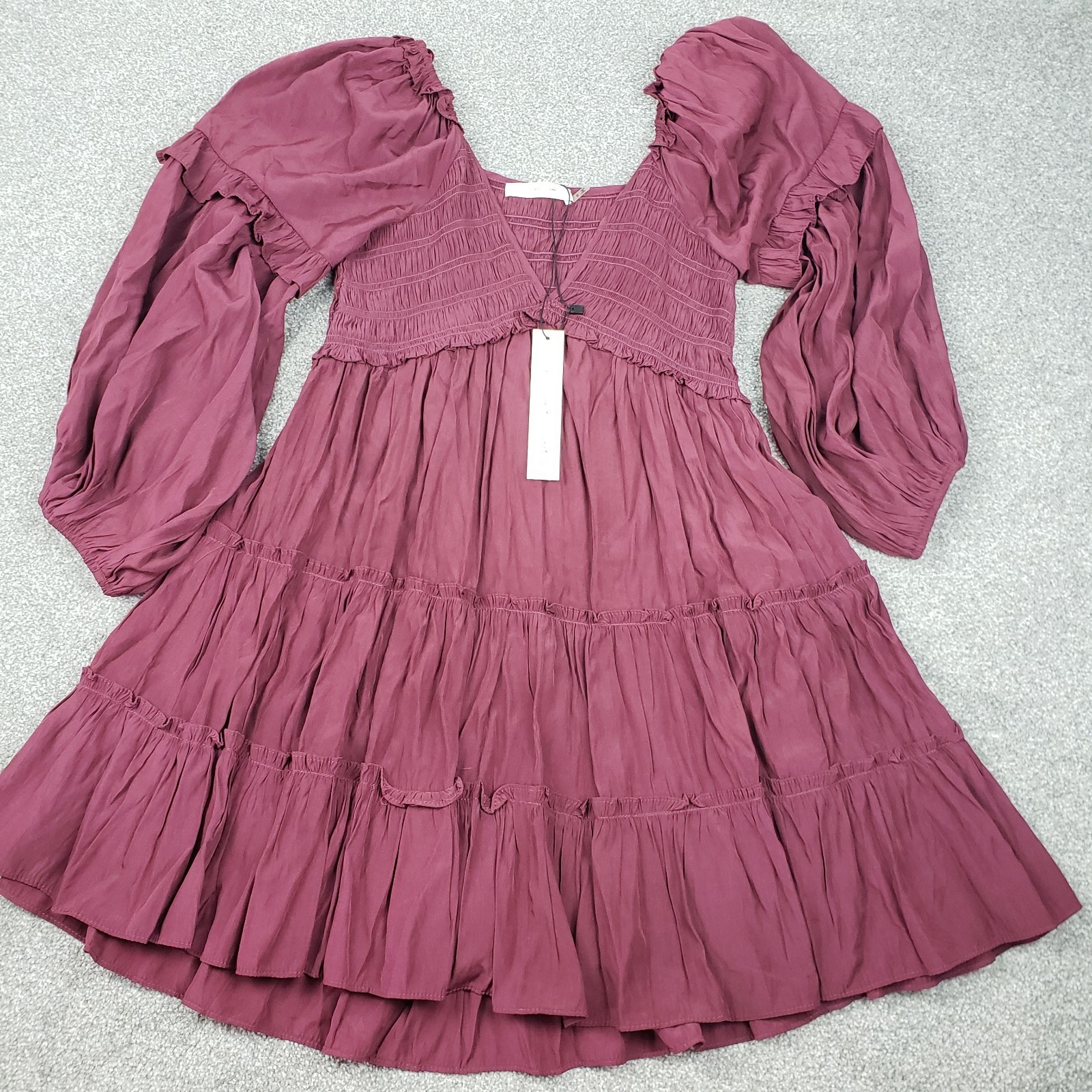 Mustard Seed Ruffle Dress Babydoll Boho Festival Peasant Tiered Women Sz Small