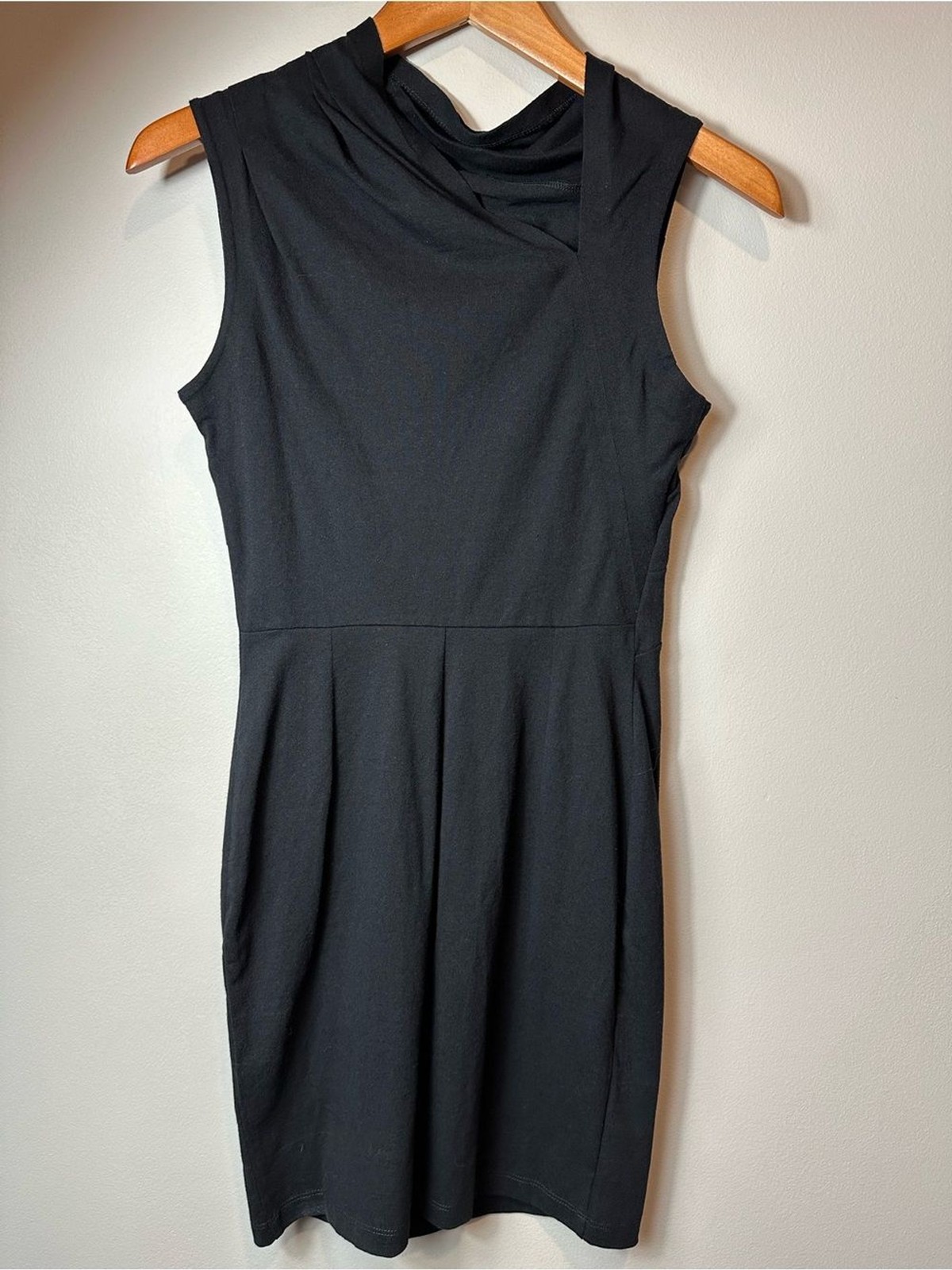 NWT RtA Holly Black Ruched Mock Neck Mini Dress Stretch Size 2 Made in Portugal