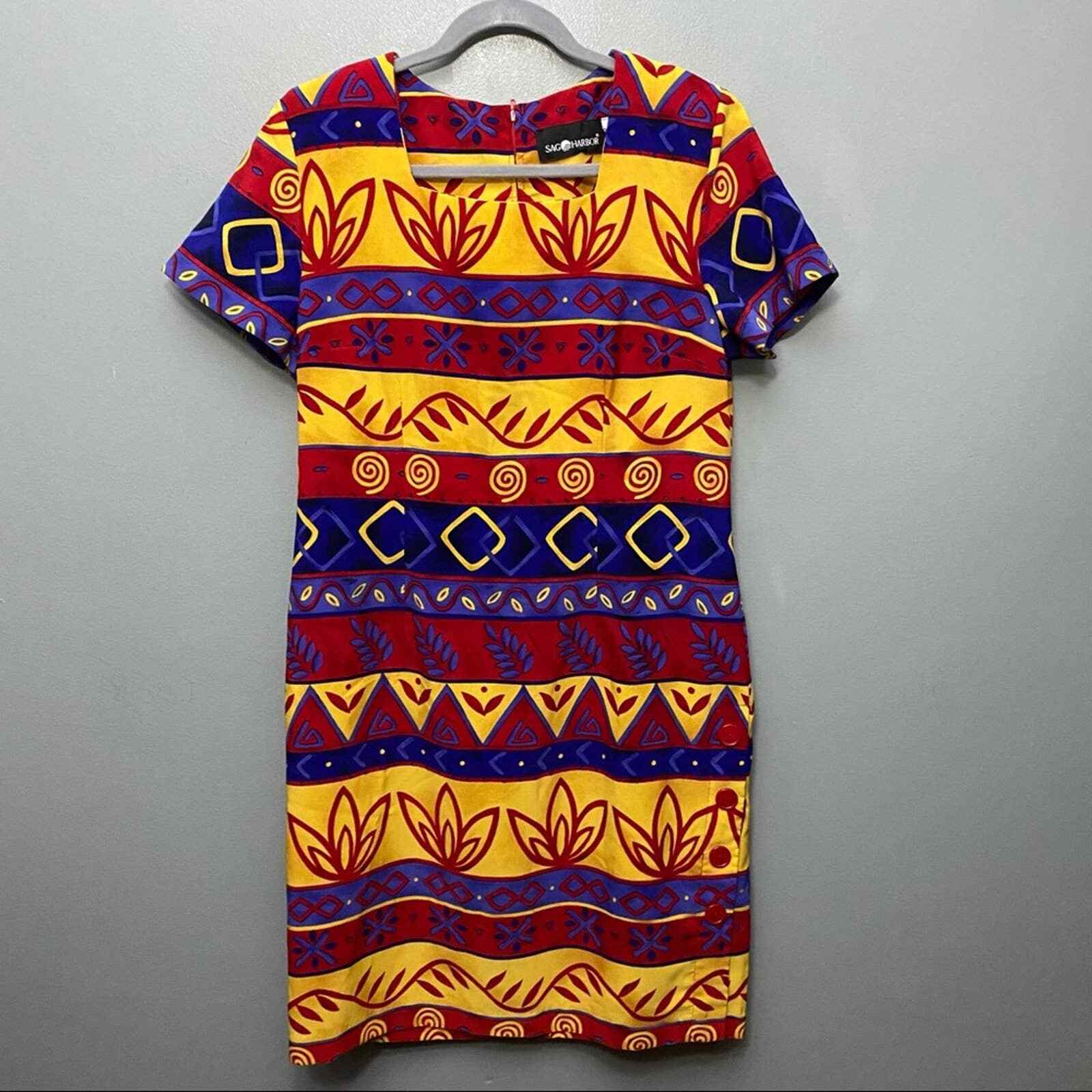 Sag Harbor multi color Malaysia vintage dress