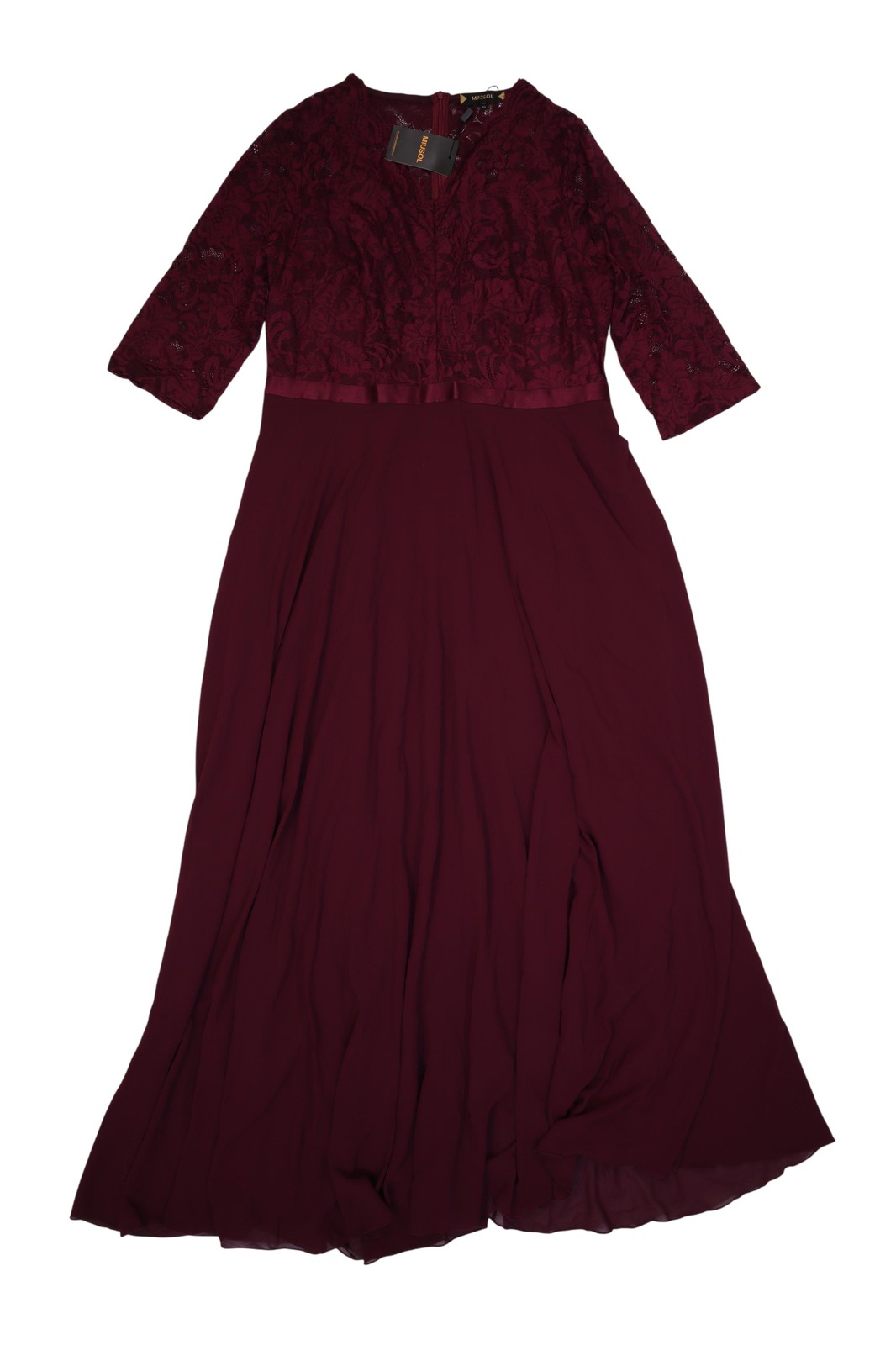 Miusol Dress Womens 2XL Purple Lace Chiffon V Neck Maxi Gown Formal Wedding