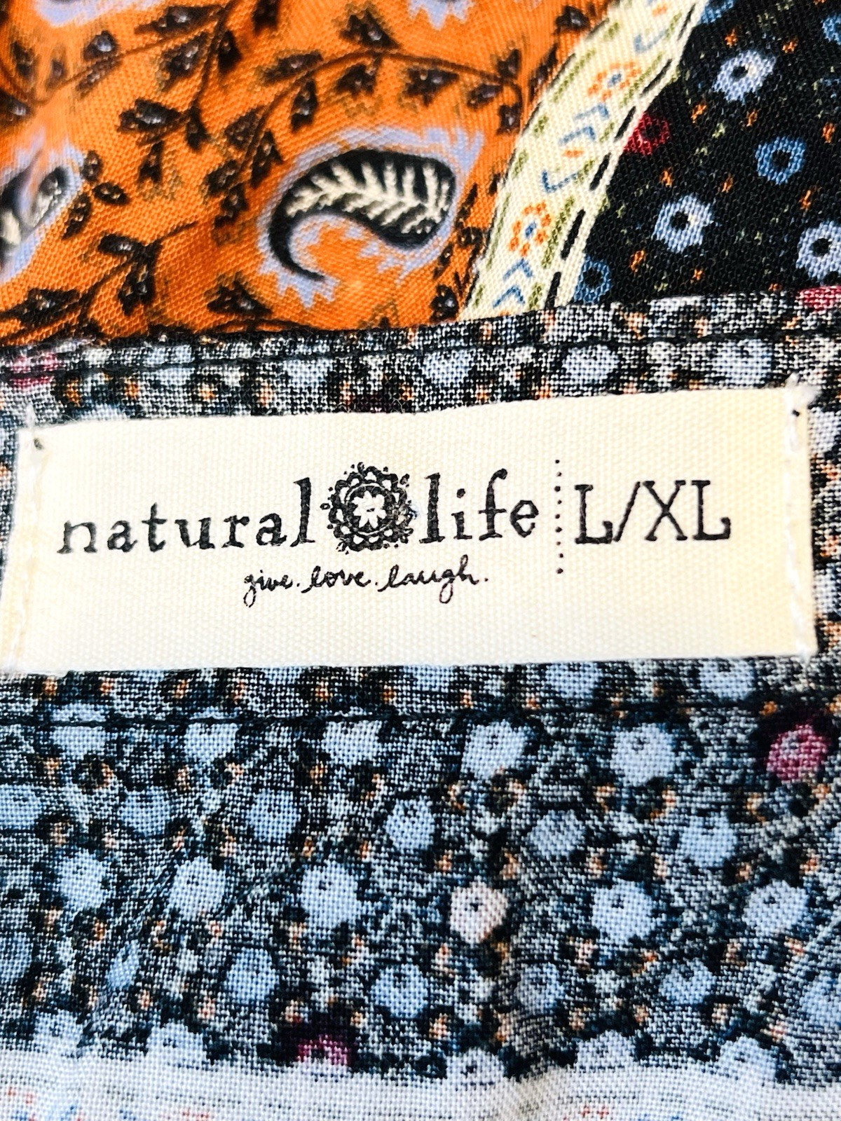 Natural Life Size L XL Patchwork Earth Tones Maxi Dress Boho Peasant Cottagecore