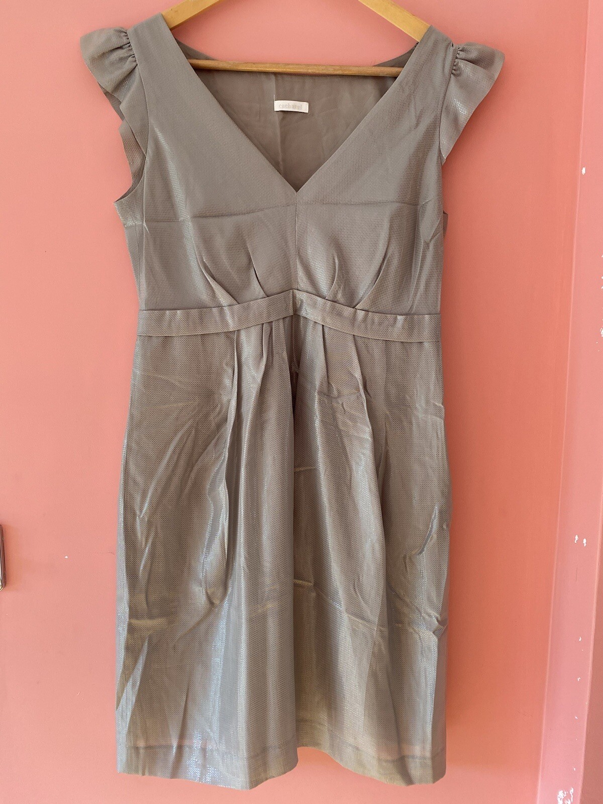 Cacharel ladies silver/grey shiny style Dress – Size 1 Small UK 8
