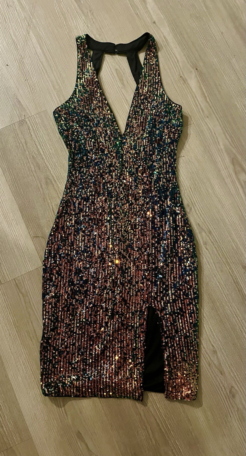 “Color Spectrum Sequin Party Dress
