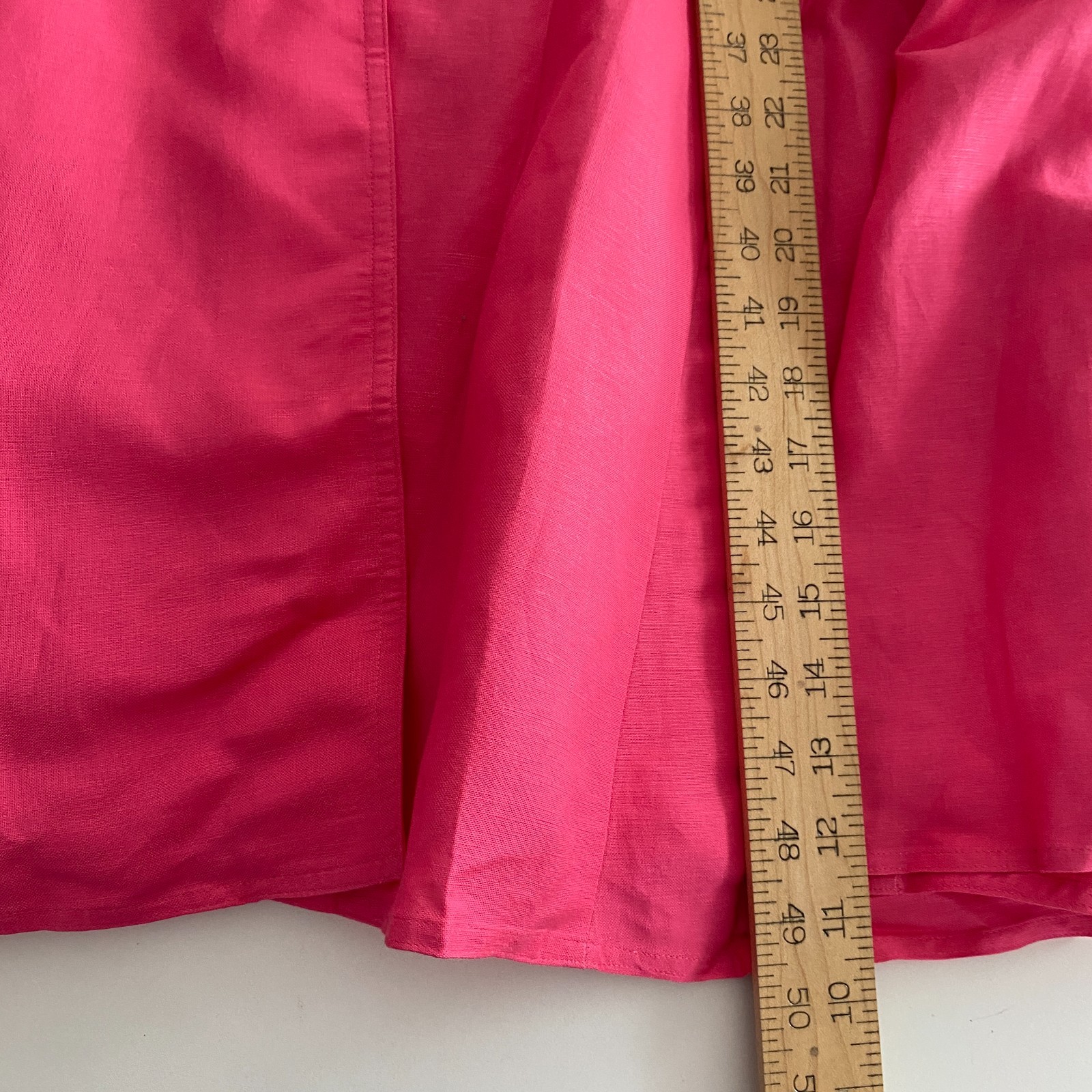 Coldwater Creek Linen Blend Button Front Midi Dress Size 16 Pink Tie Waist