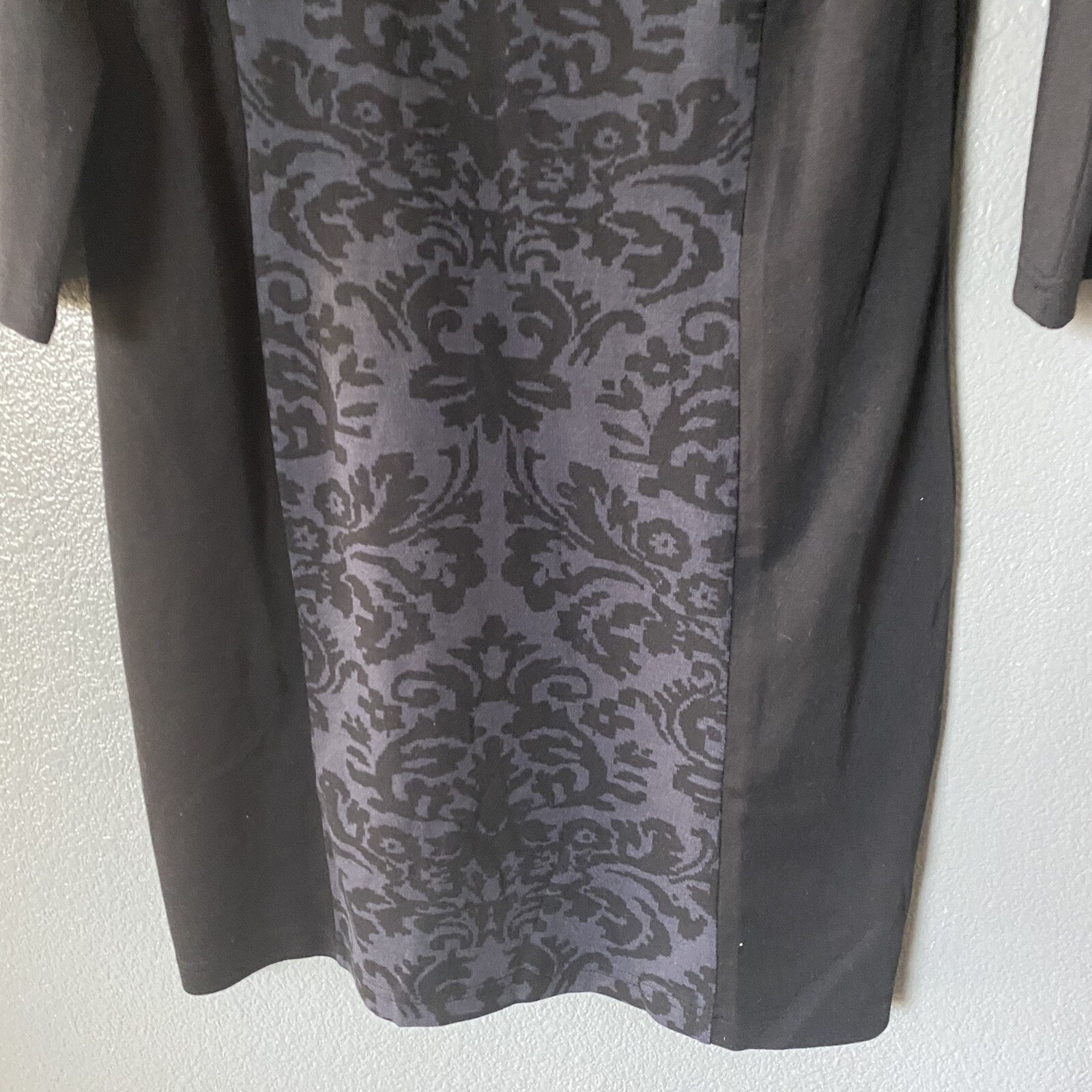 NEW Papillon Nordstrom L Soft Knit Shift Dress Black Gray Round Neck Pullover