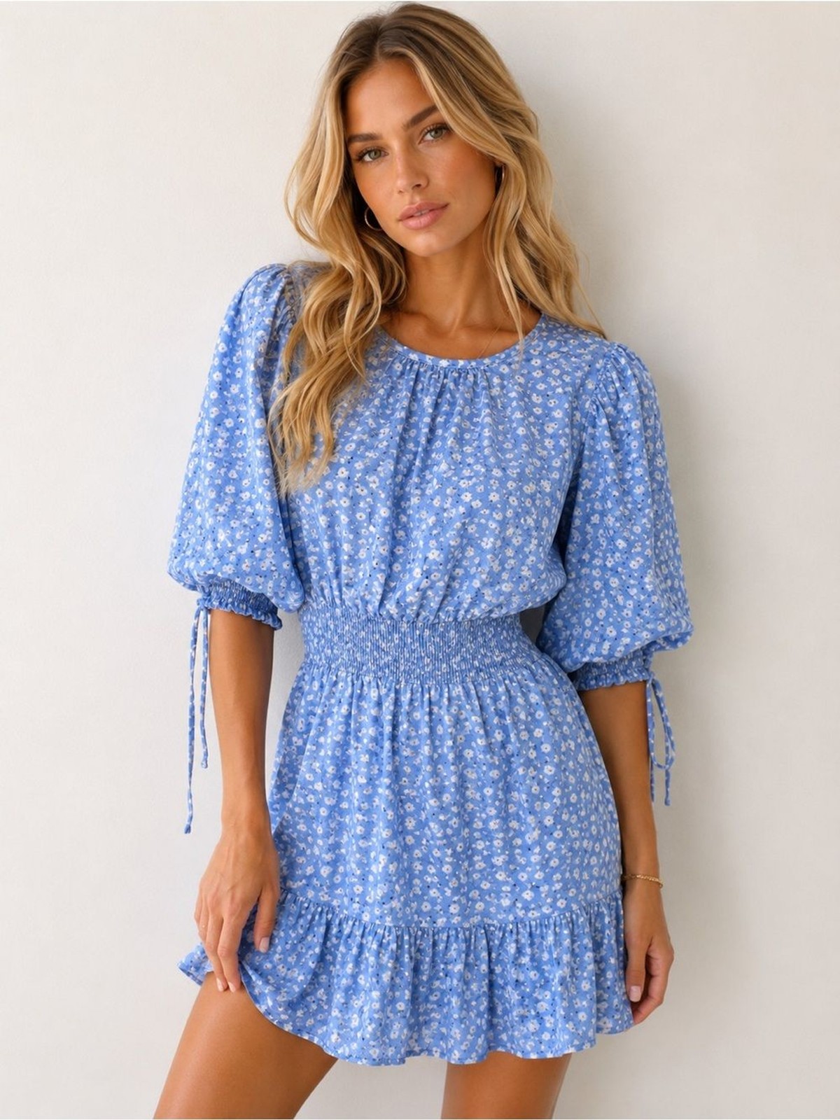 Influence Blue Floral Mini Dress Size 6 fits like XS