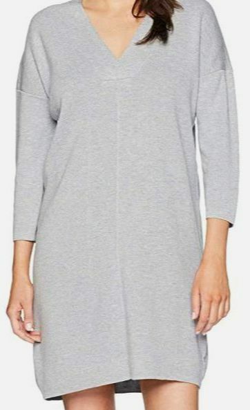 $498 Lilla P Women’s Gray Stretch 3/4-Sleeve Cross Over V-Neck Sweater Dress XS