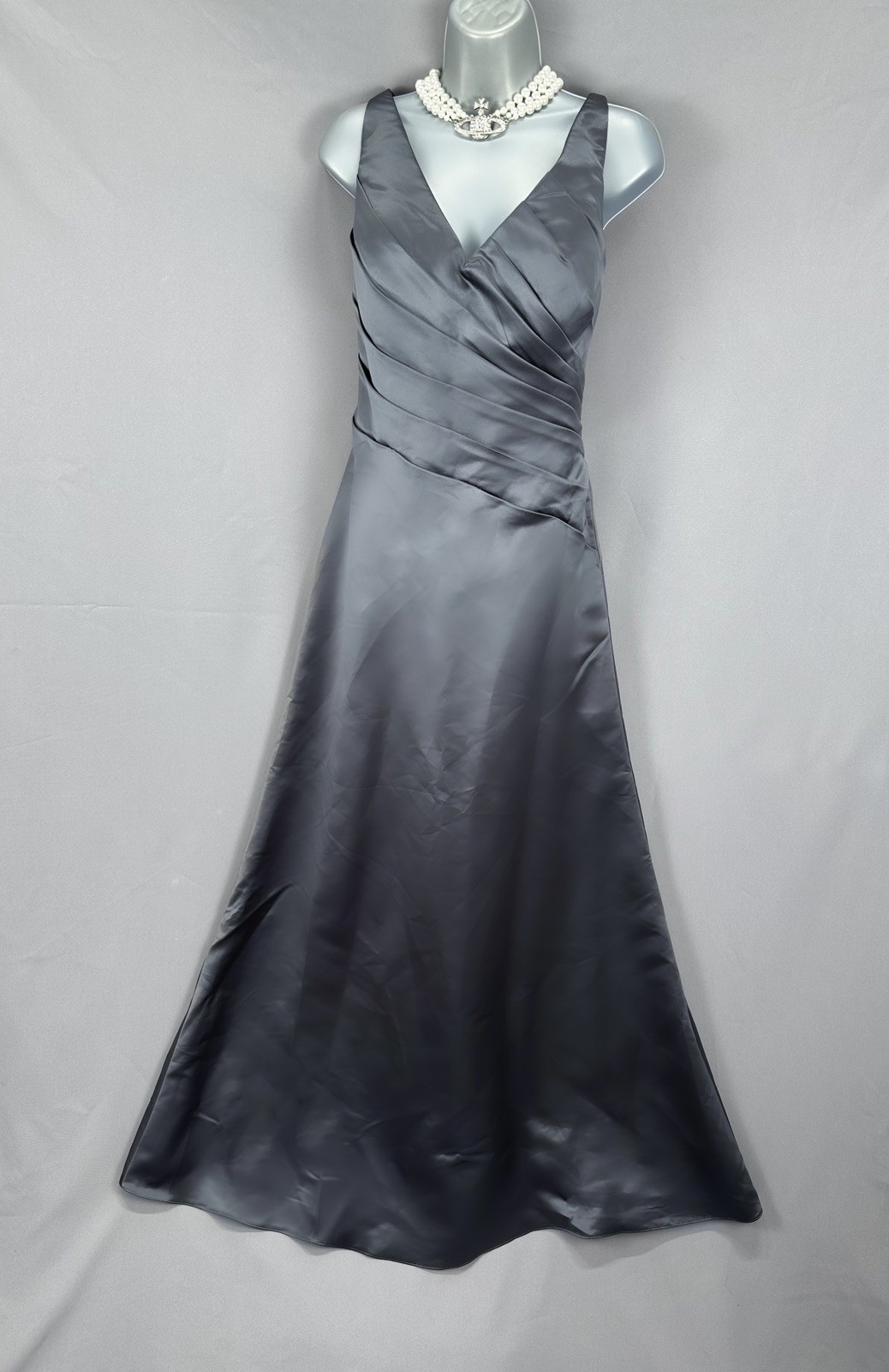 Veromia grey sleeveless bridesmaid/occasion long maxi gown dress size 14