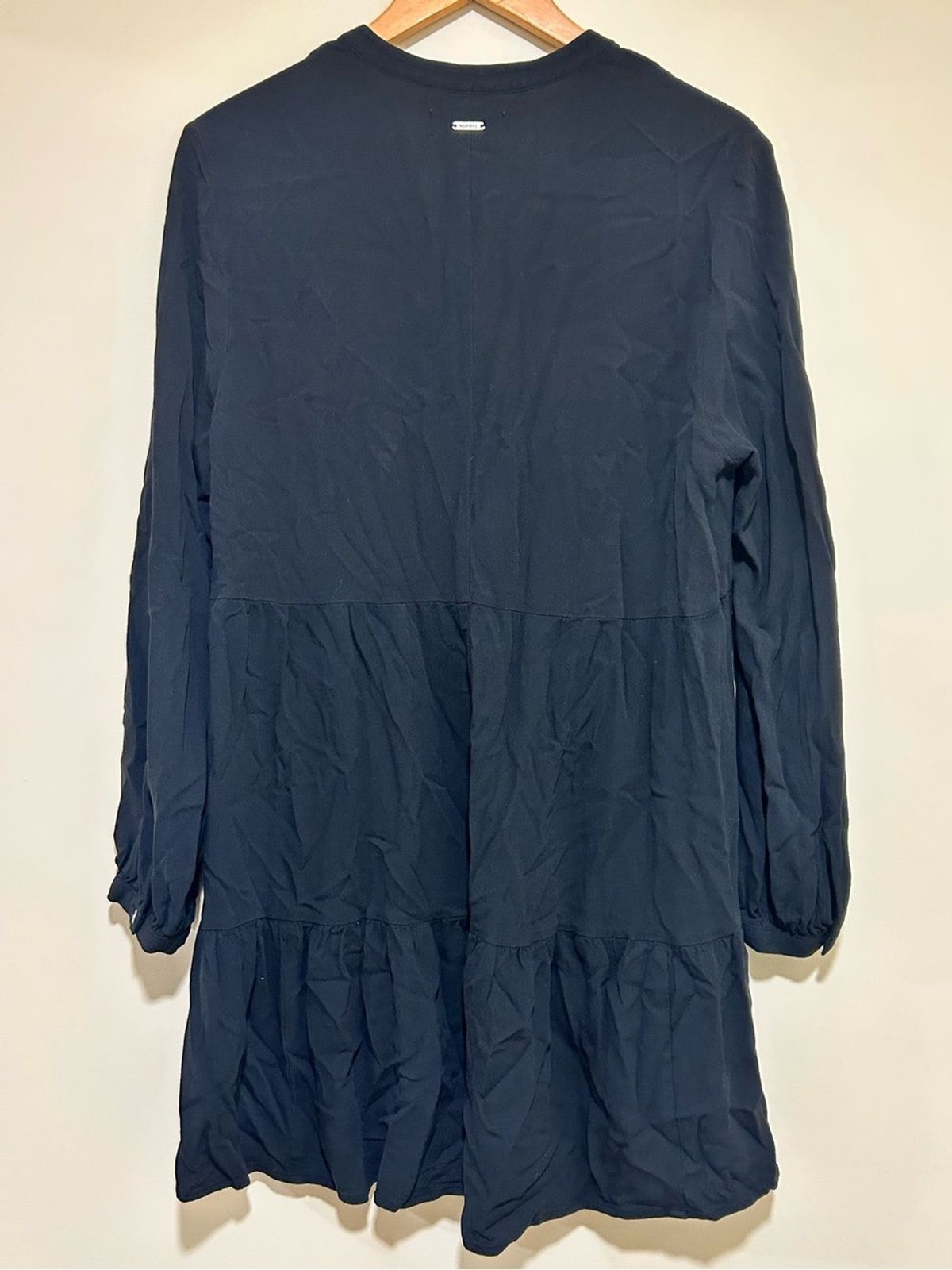 The Normal Brand Alexis Tiered Peasant Mini Dress in Black Size Small
