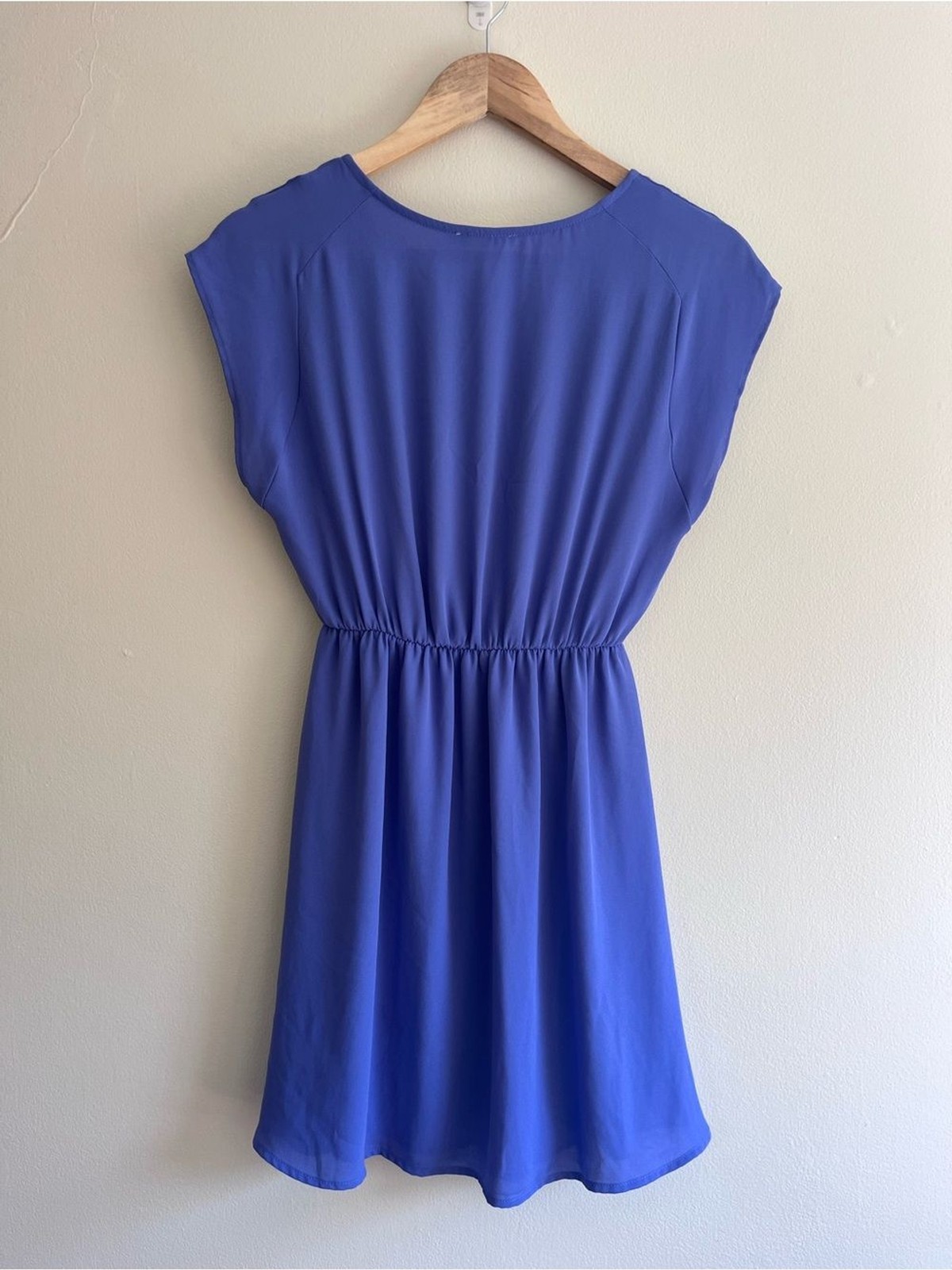 Lush V-Neck Flowy Wrap Front Periwinkle Mini Dress – Size S