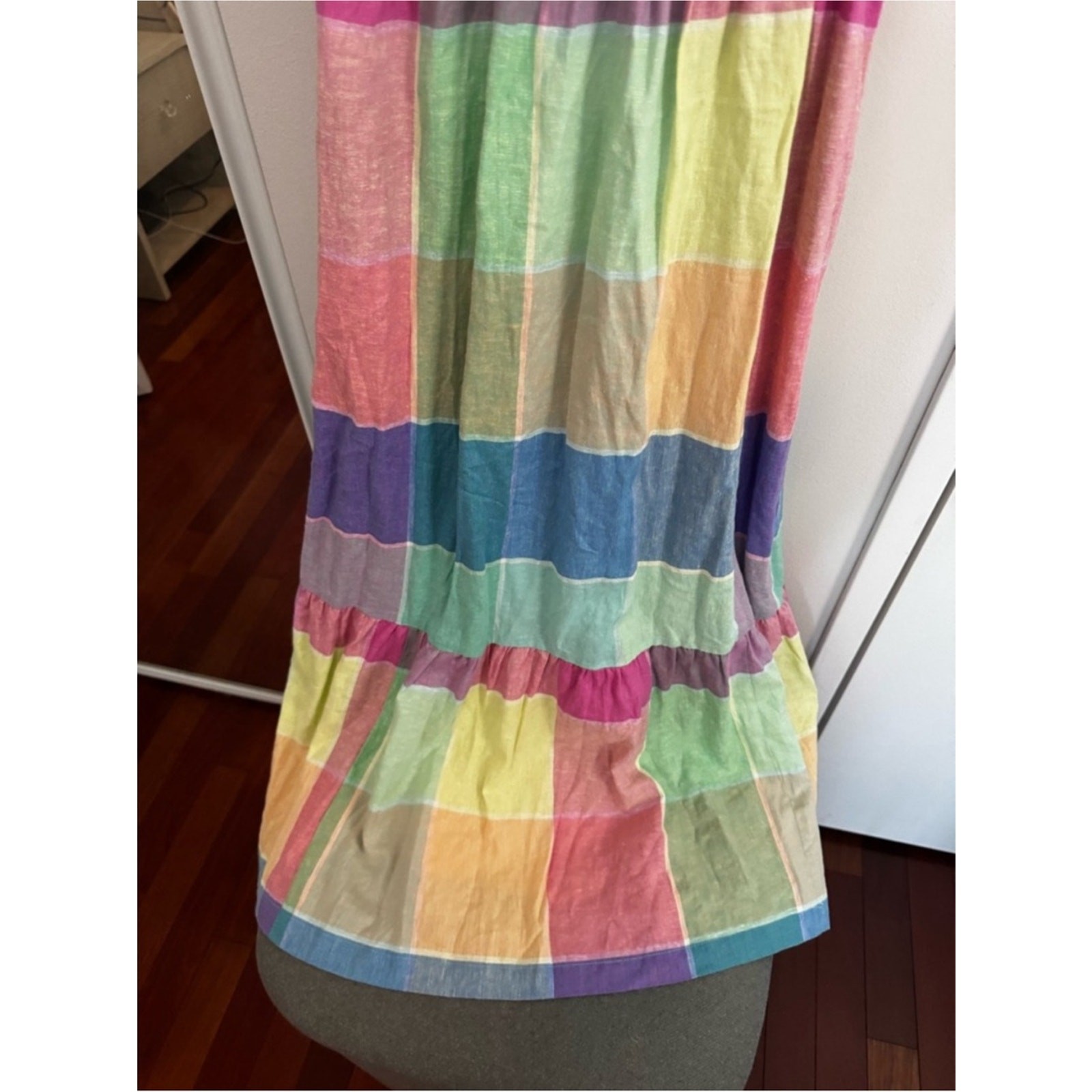 Gap Linen-Blend Colorful Pastel Flutter Sleeve Smocked Midi Dress NWT
