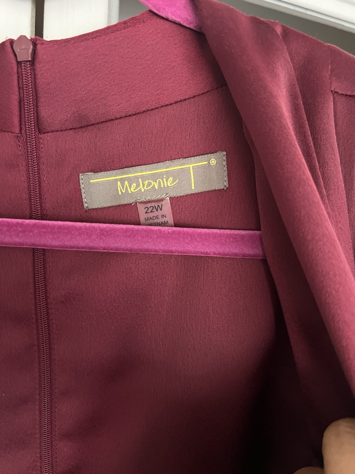 Melonie T Burgundy Solid Satin Wrap Dress V-Neck Sleeveless Belted 22W