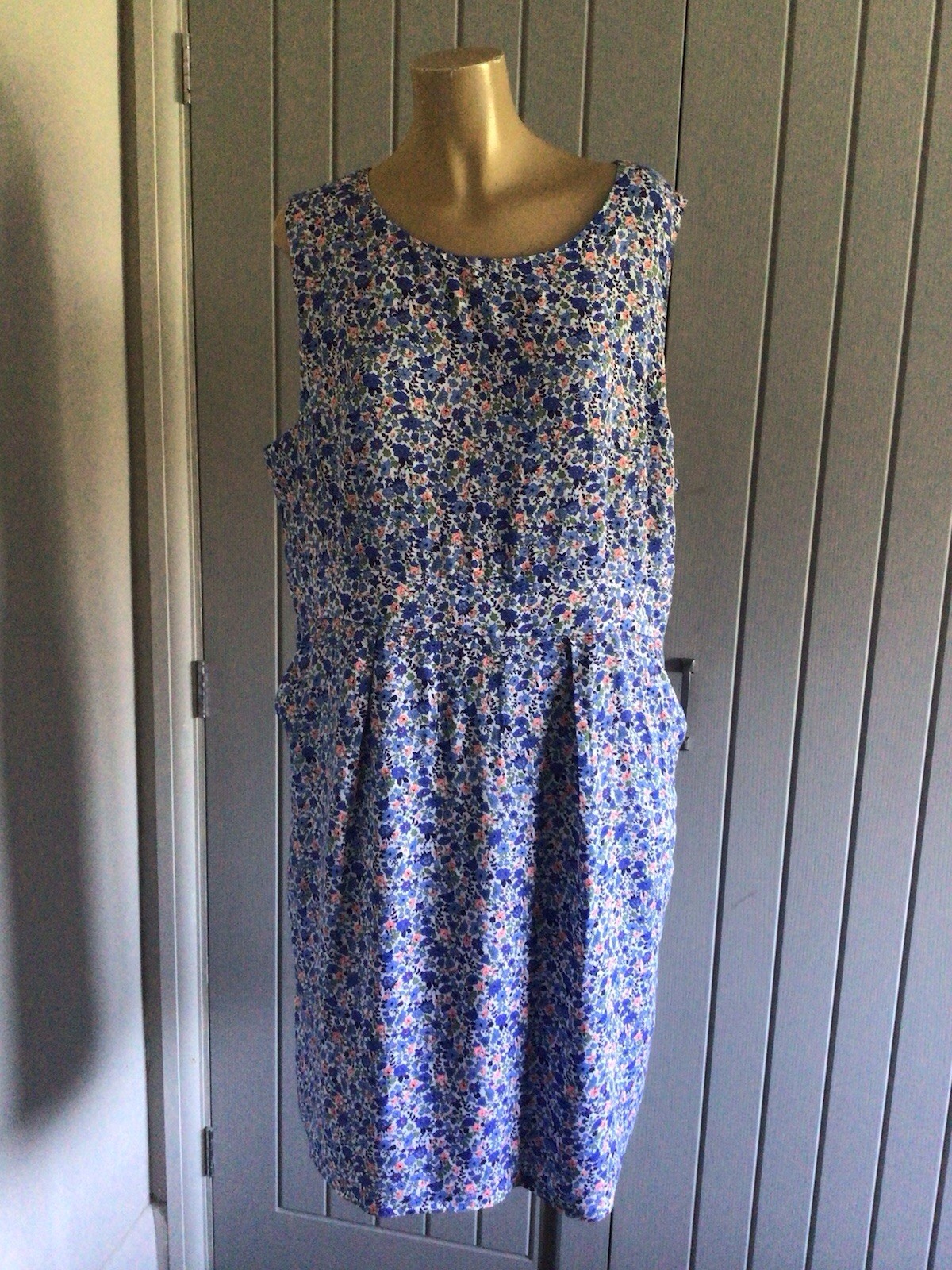 Joules Ladies Ditsy Summer Dress UK 18 Scoop Neck Sleeveless Pockets Lined VGC