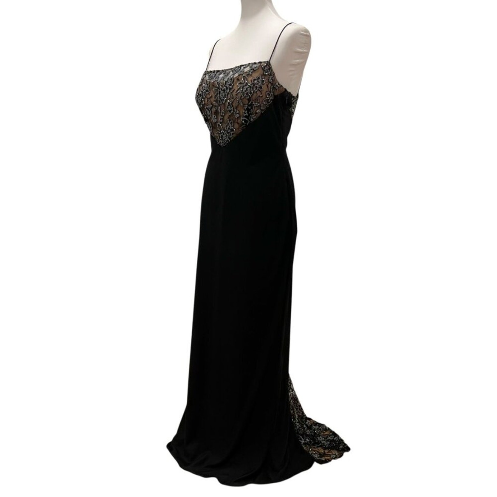 Vintage Black Formal Dress Medium Y2K Gown Hoco Long Cruise Wedding Bridesmaid