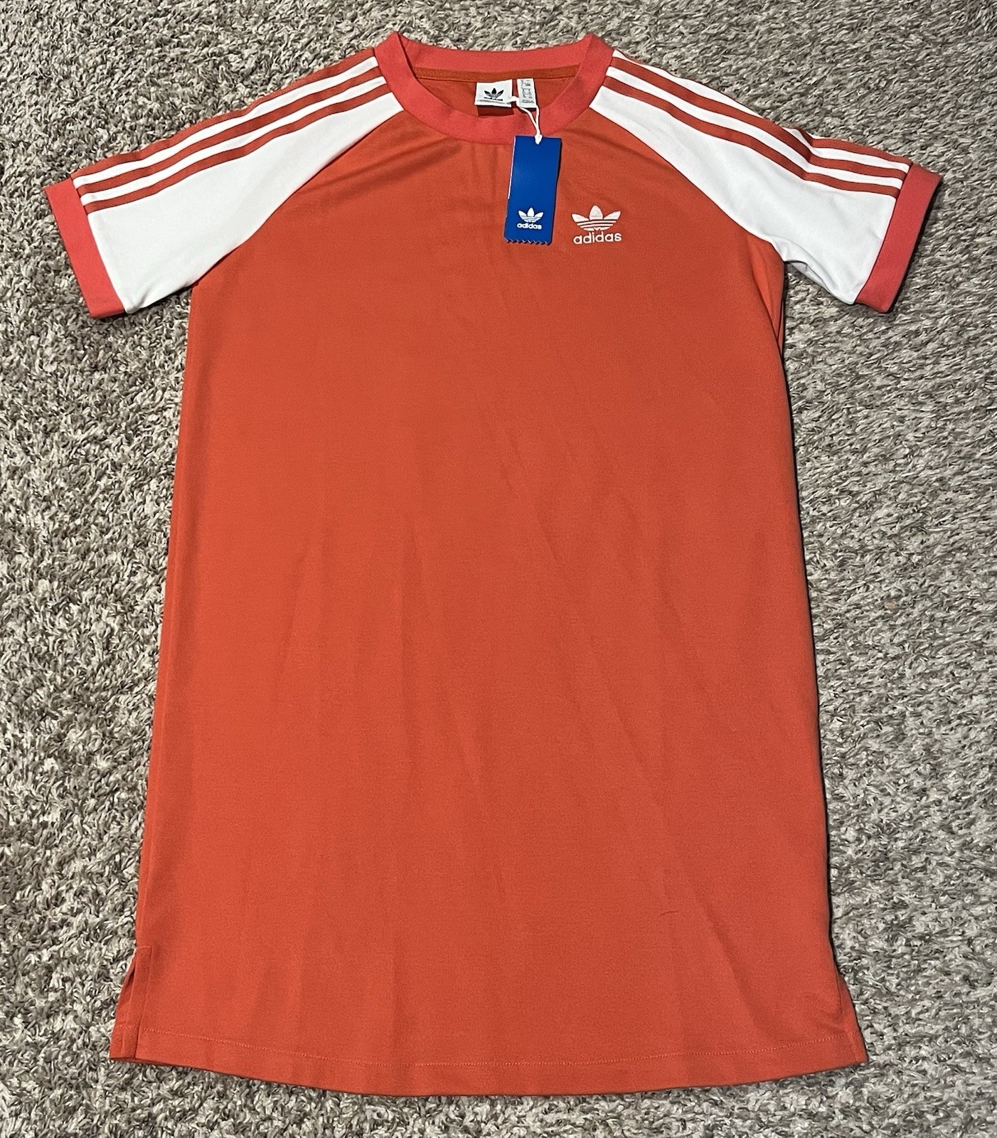 NWT Womens Adidas Originals Raglan Dress CY4759 Three Stripe Short Sleeve