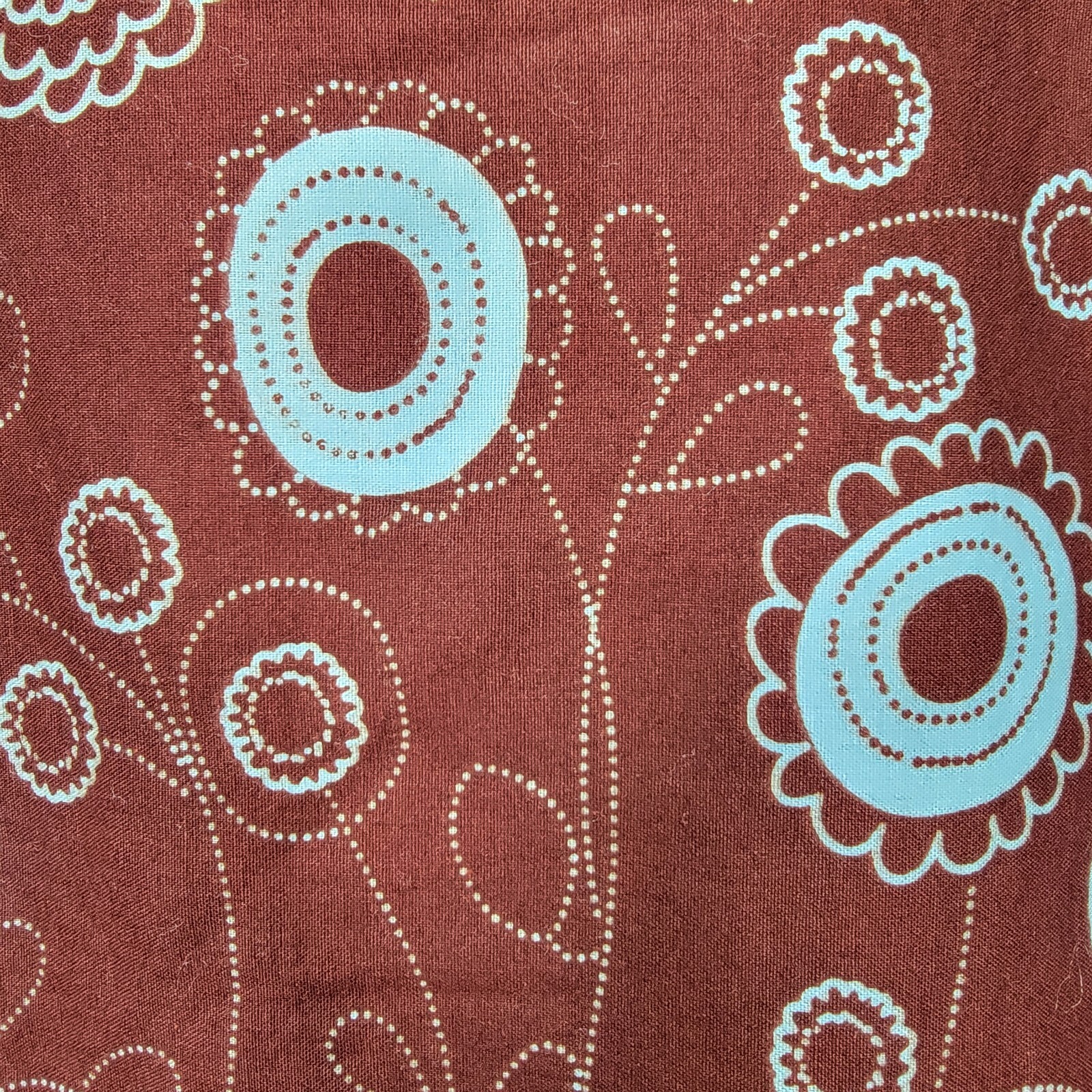 Brown Cotton Floral Retro Slit Flutter Kaftan Midi Eccentric Women Dress Size XL