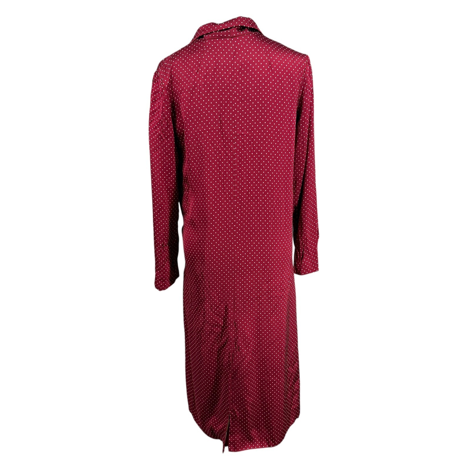 Thakoon Polka Dot Wrap Dress Burgundy White Silk Lined Long Sleeve Est Large