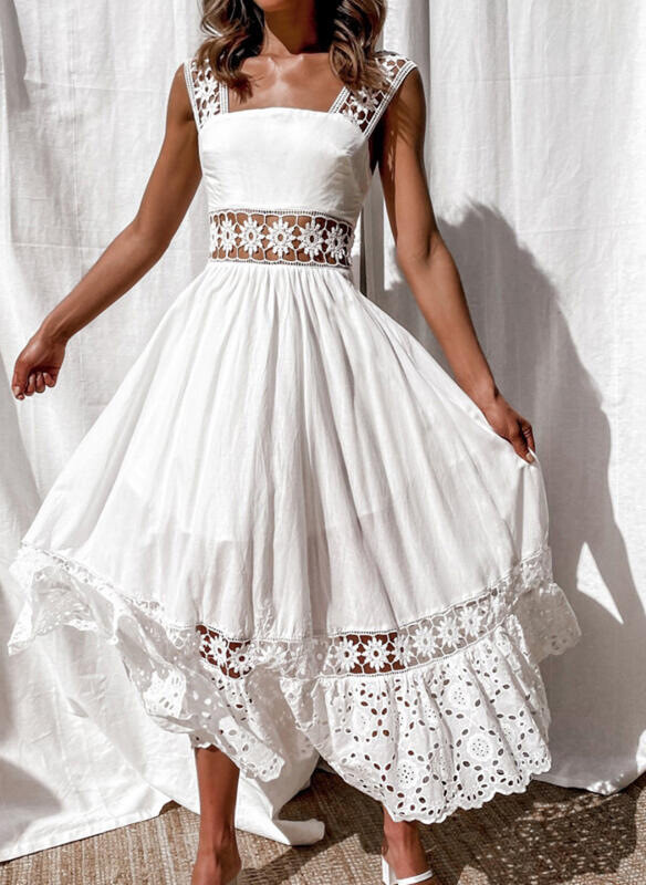 Sundress Women Summer Beach Ladies Boho Lace Maxi Dress Cocktail Party Evening