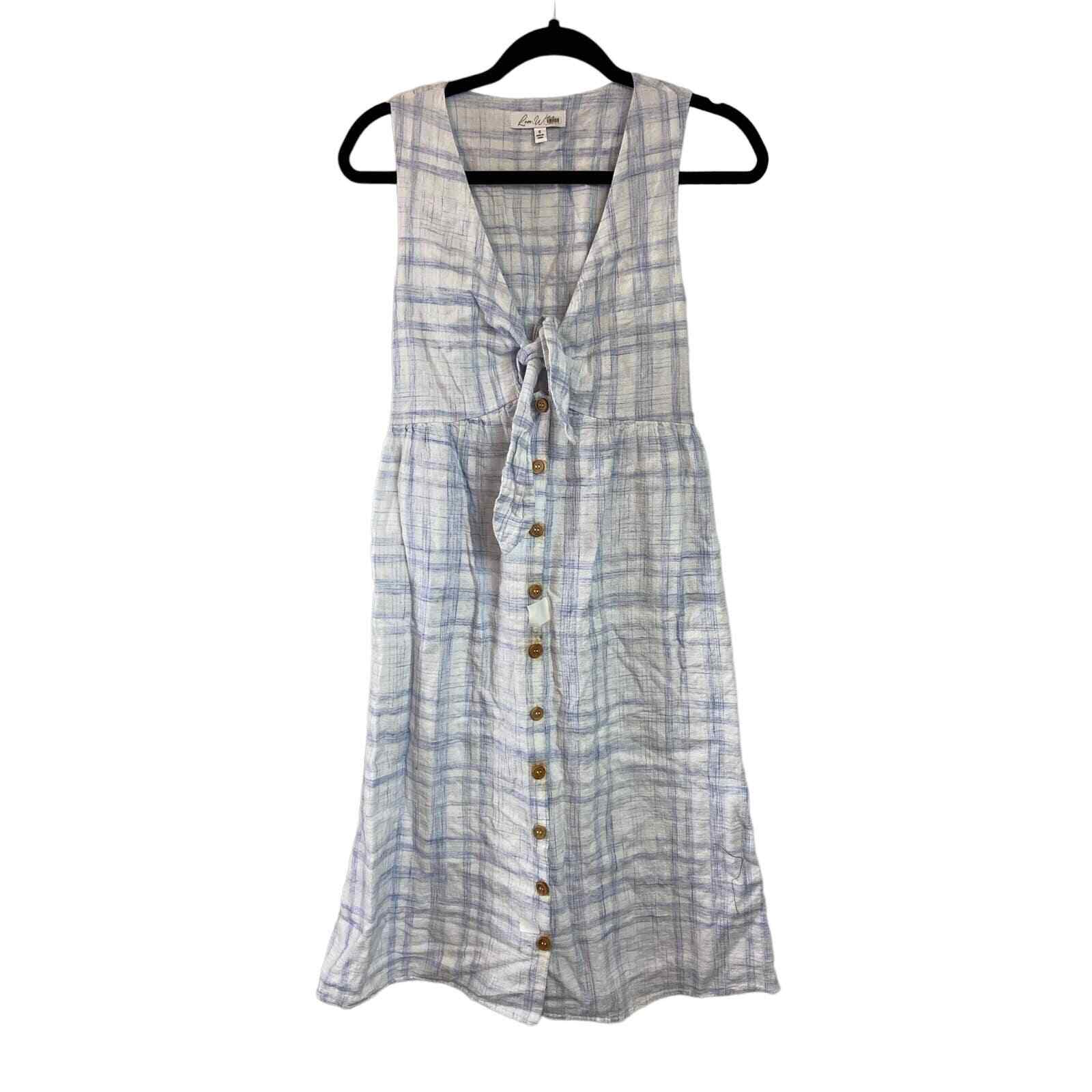 Love Whit Blue Plaid Tie Front Dress Women’s Size Small