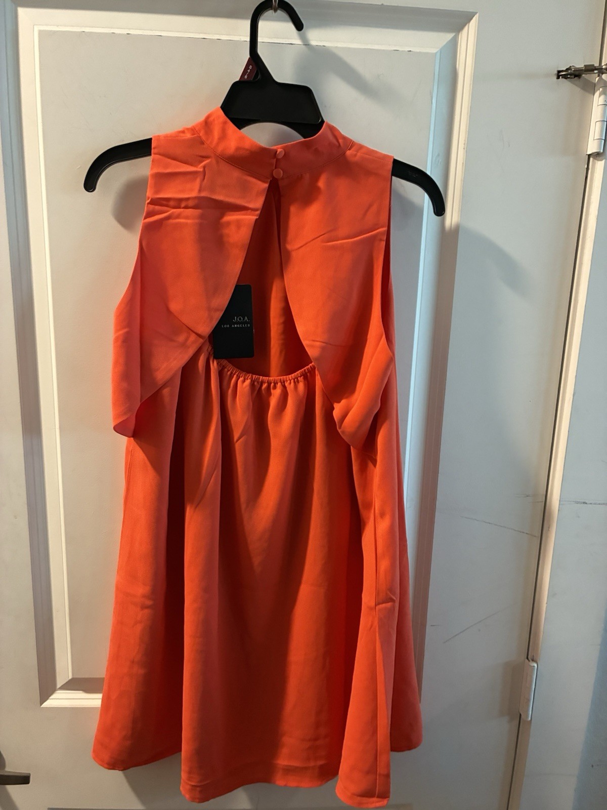 J.O.A. Los Angeles Orange Solid Shift Short Dress High Neck Sleeveless M