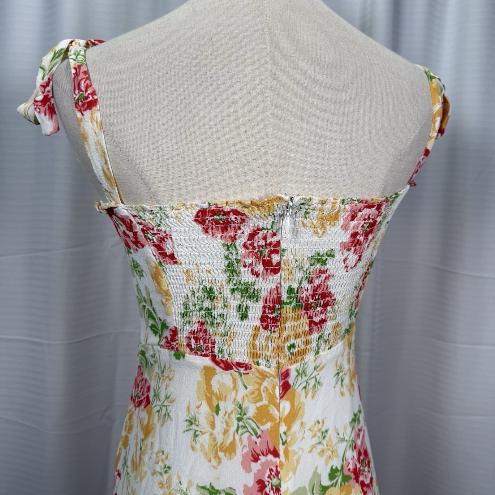 REFORMATION Nikita Floral Georgette Midi Dress In Winona Size 6 Bows Ruffles