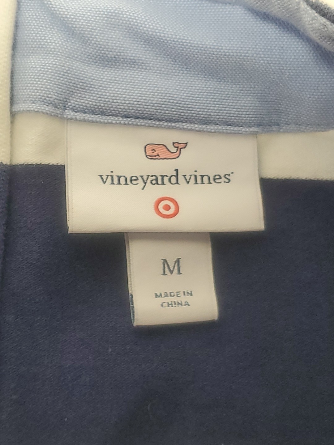 Vineyard Vines Whale Target Striped Navy White Nautical Dress WOMENS Sz M Medium