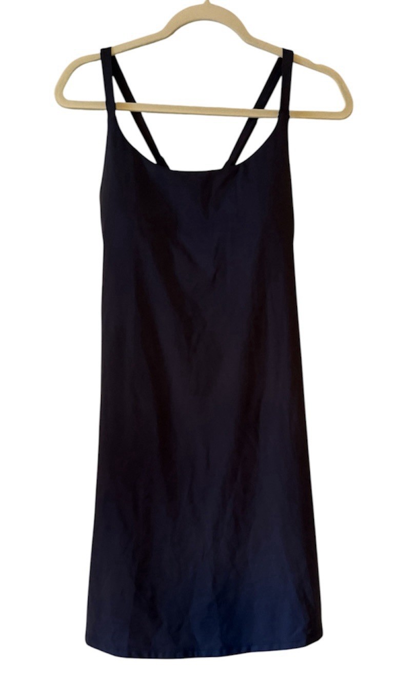 Halara Cloudful 2-in-1 Active Dress Navy Blue Scoop Neck Pockets Padded Bra L